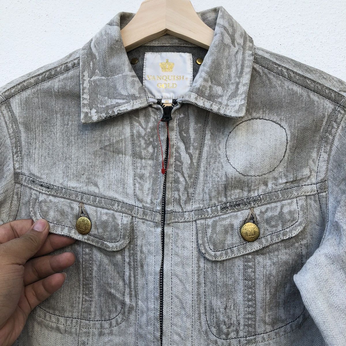 Japanese Brand VANQUISH GOLD DENIM JACKET ACID WASH DESIGN MADE IN JAPAN Size US S / EU 44-46 / 1 - 7 Thumbnail
