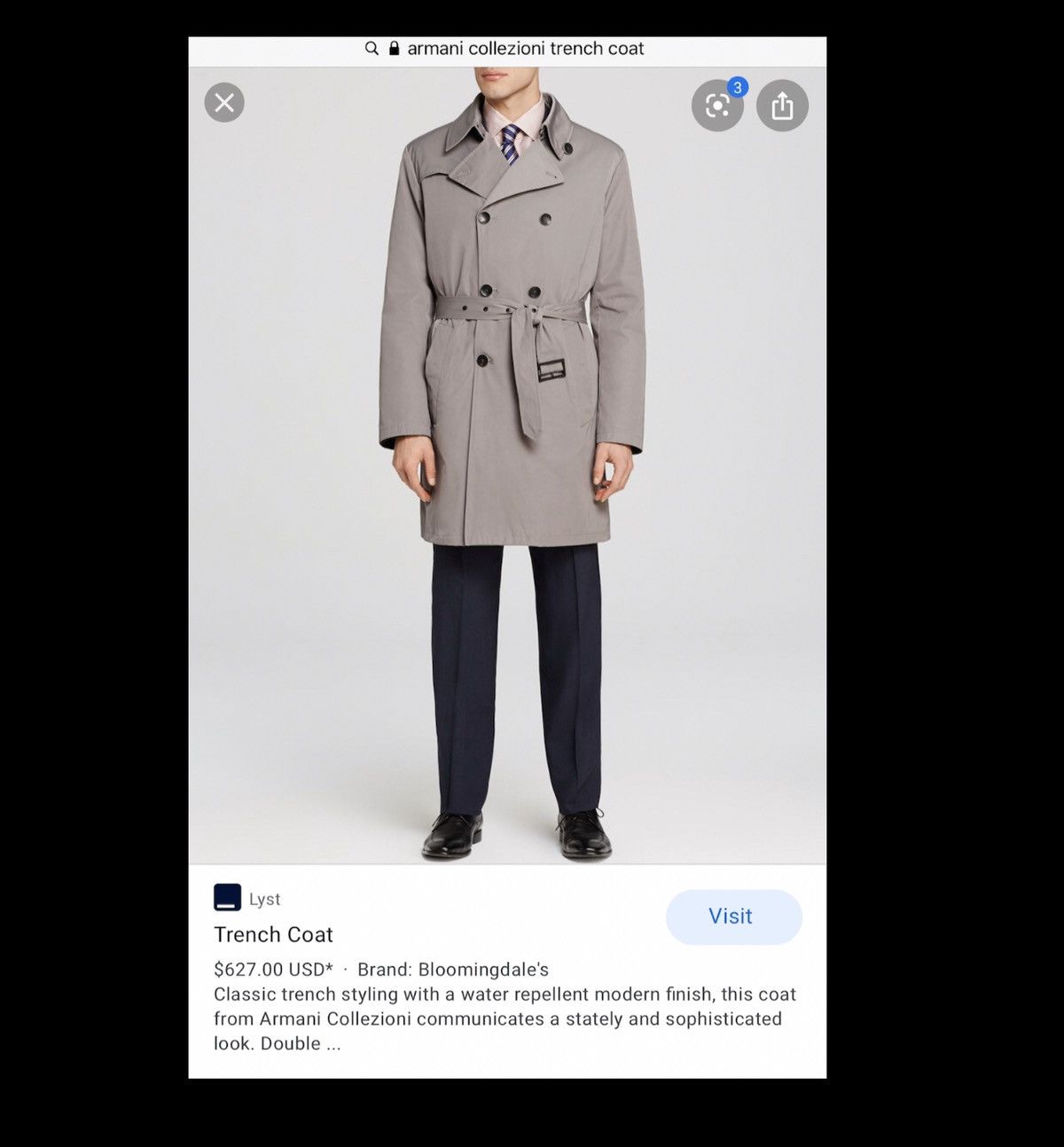 Armani Armani Collezioni Overcoat with Wind Repellent Size US L / EU 52-54 / 3 - 11 Thumbnail