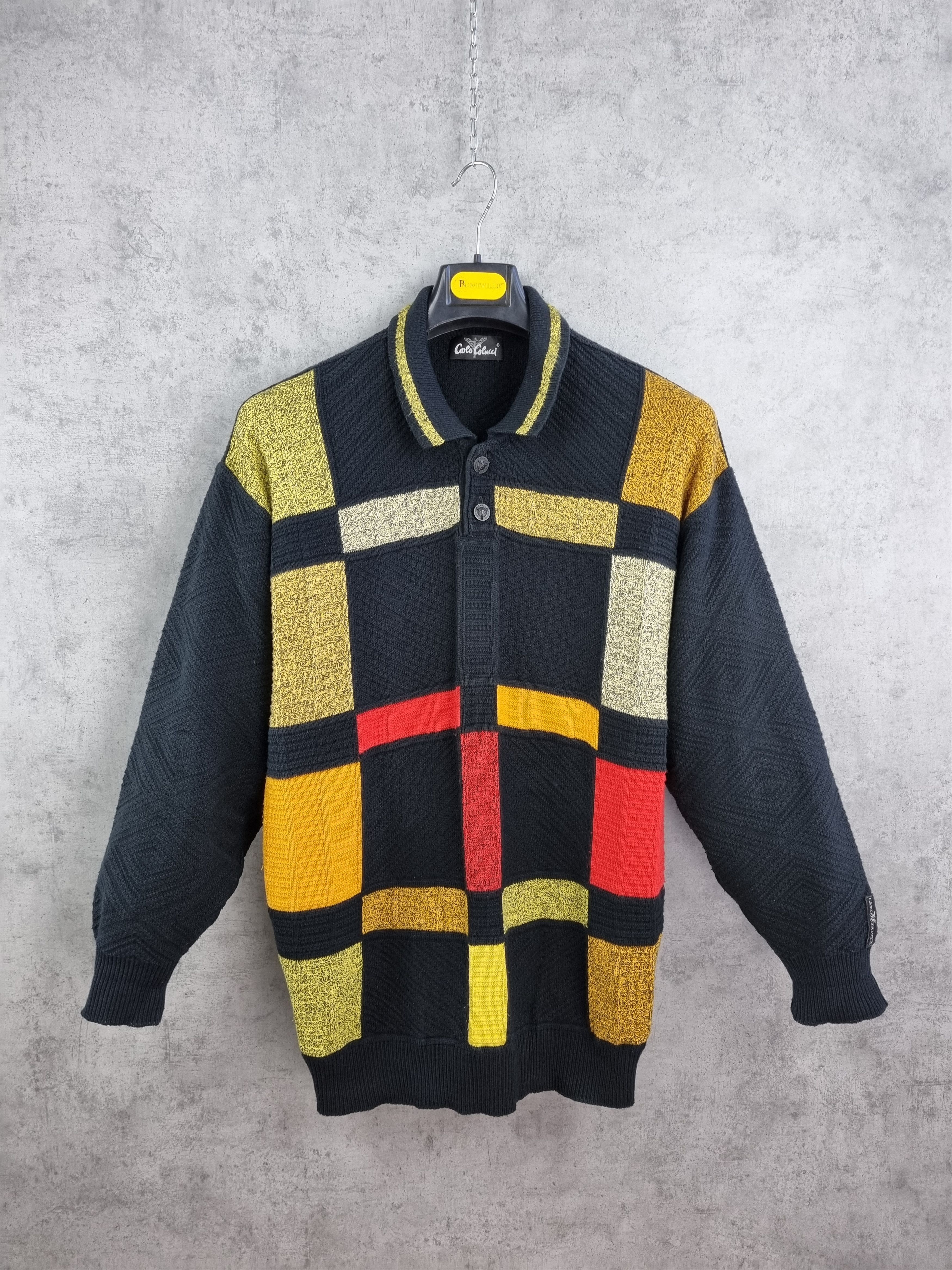 90s Carlo Colucci Multicolor Knitted Collared sweater