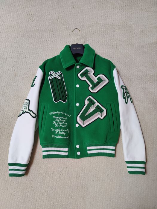 Louis Vuitton Rare FW21 Patches Embroidery Varsity Leather Jacket