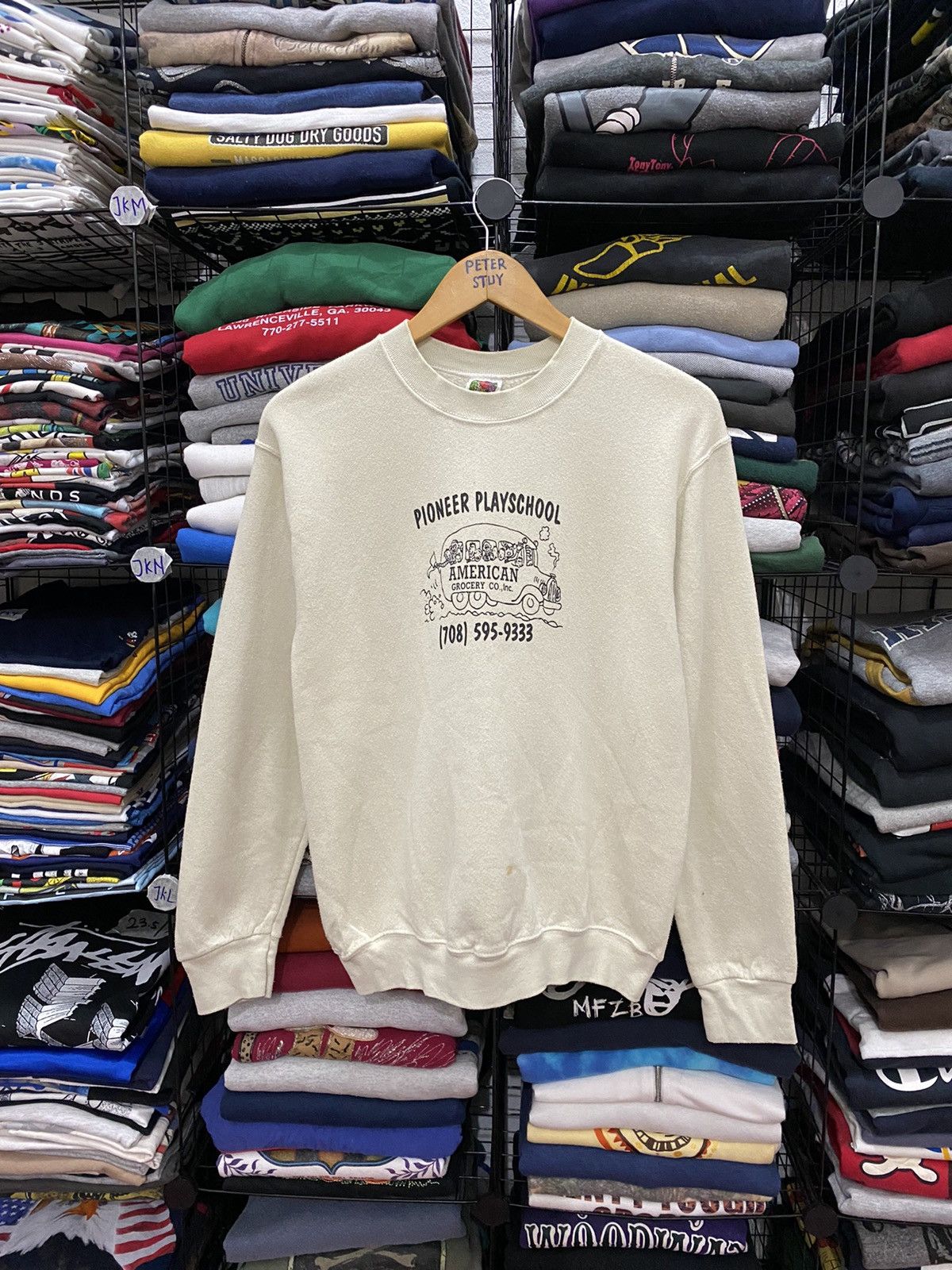 image of Vintage Pioneer Playschool American Grocery in White, Men's (Size Small)