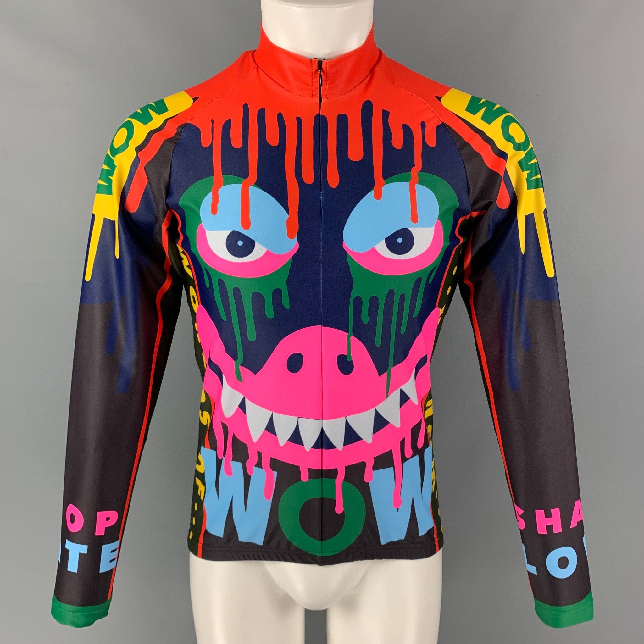 Walter Van Beirendonck FW19 Size M Black Pink Monster Graphic Jersey Bike Top