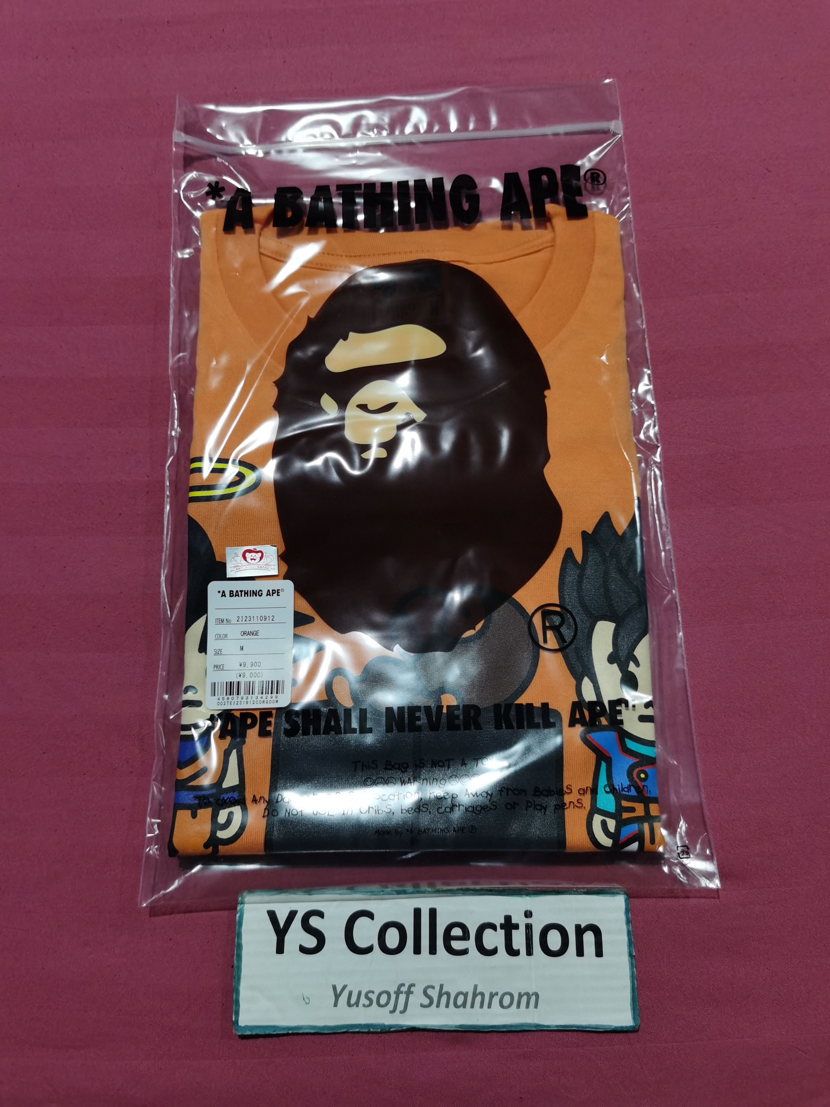 BAPE x Dragon Ball Z Son Goku & Son Gohan Baby Milo Tee Orange