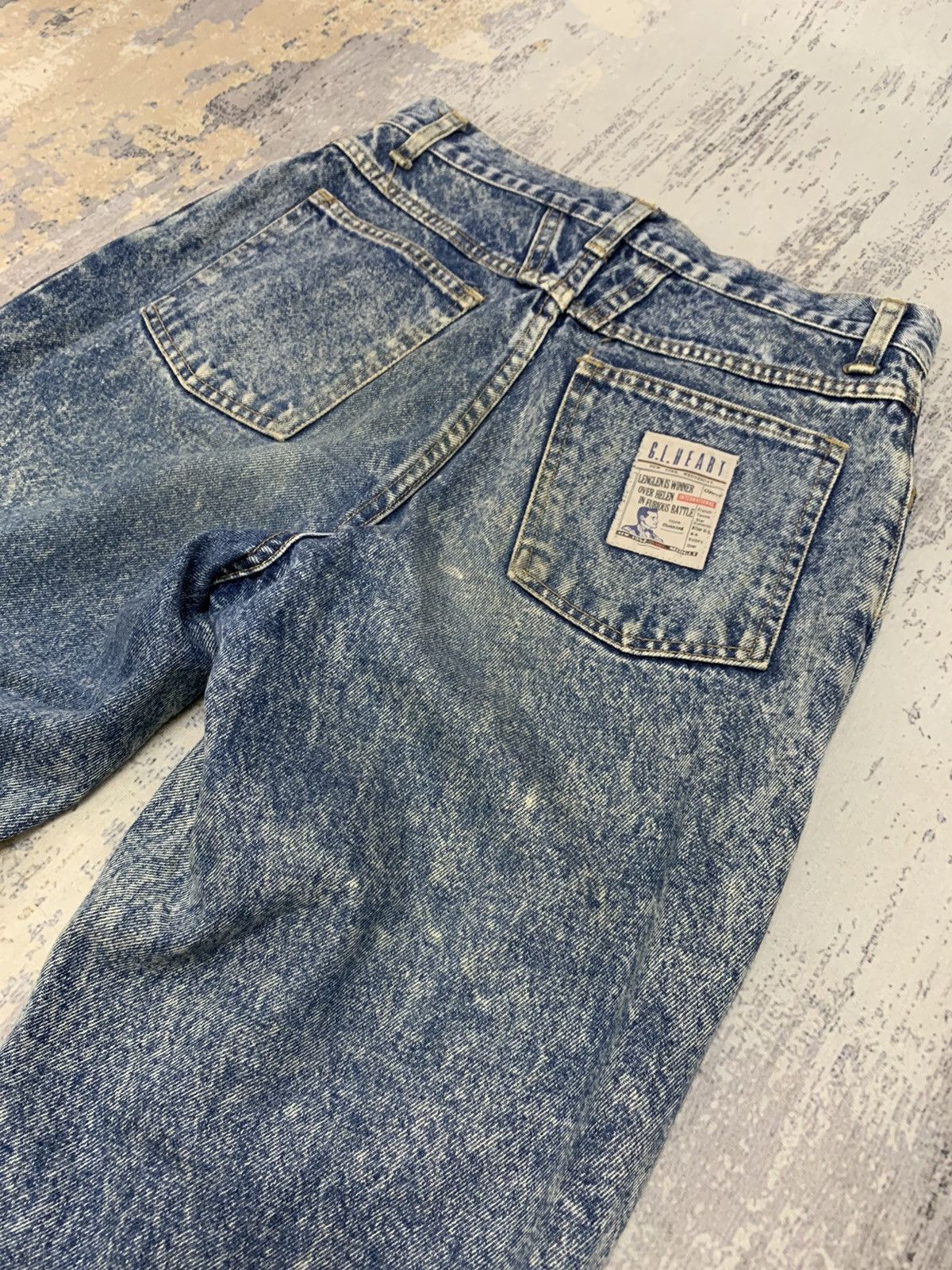 Vintage G.L.Heart Denim Acid Wash Retro Punk Tapered Jeans 28x30 Size US 28 / EU 44 - 9 Thumbnail
