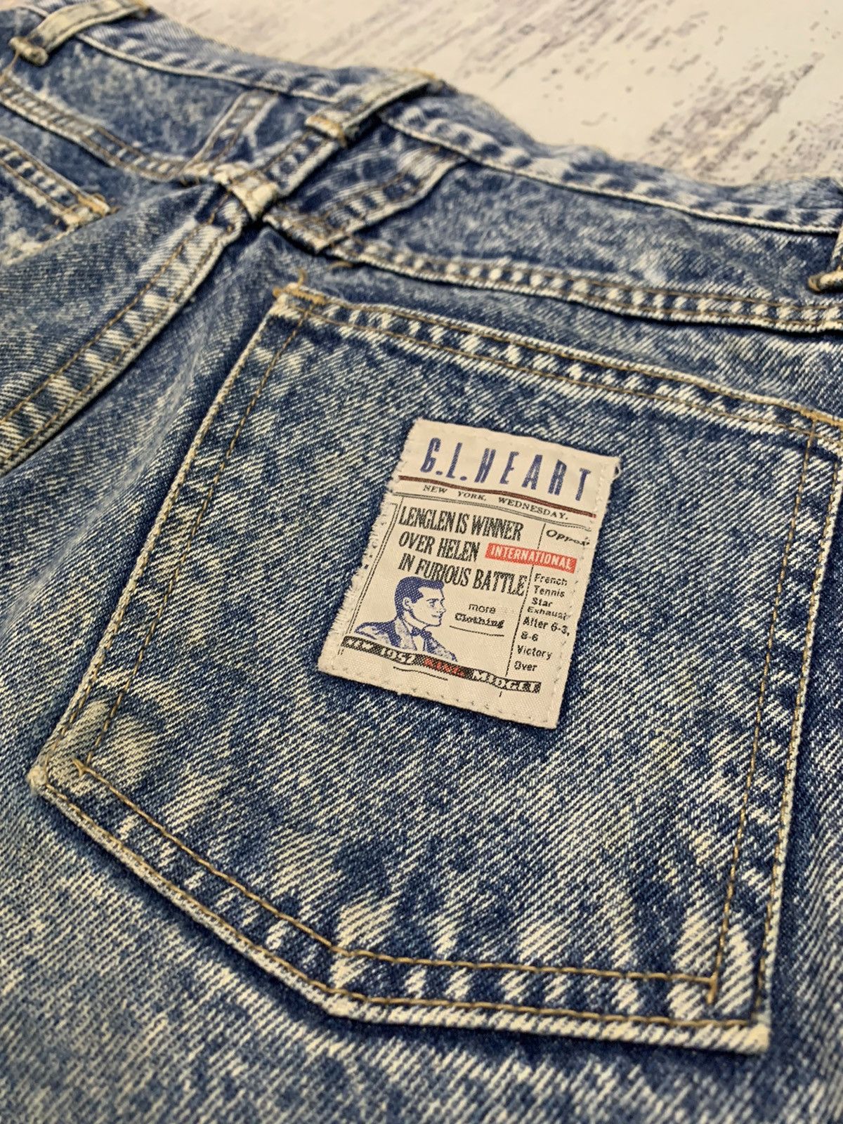 Vintage G.L.Heart Denim Acid Wash Retro Punk Tapered Jeans 28x30 Size US 28 / EU 44 - 10 Thumbnail