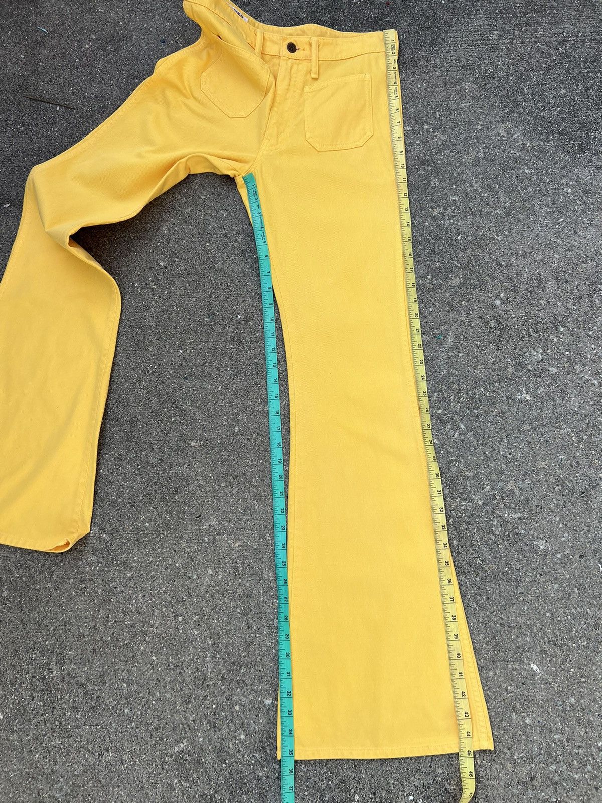 Big John Vintage 90s Big John Japan Yellow Denim Super Flare Jeans Size US 30 / EU 46 - 4 Thumbnail
