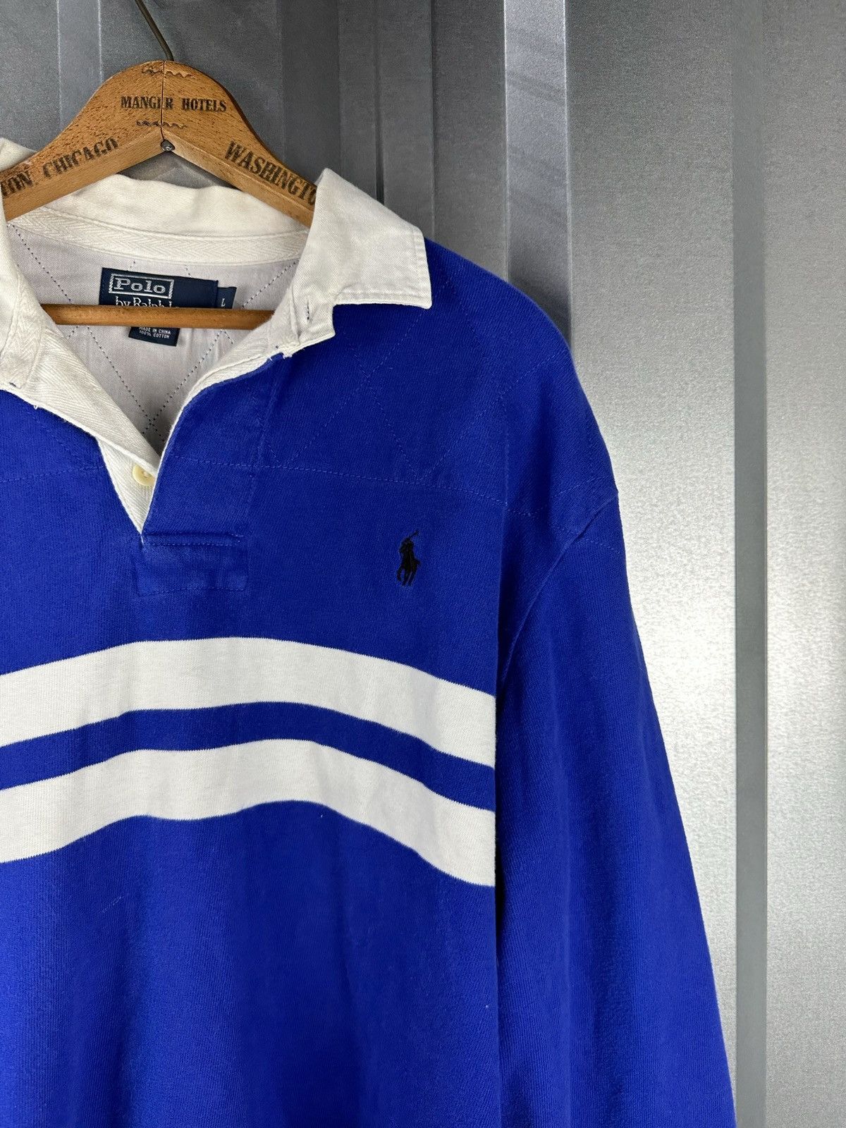 Polo Ralph Lauren Vintage Polo Ralph Lauren Blue Striped Rugby Polo Shirt Size US L / EU 52-54 / 3 - 3 Thumbnail