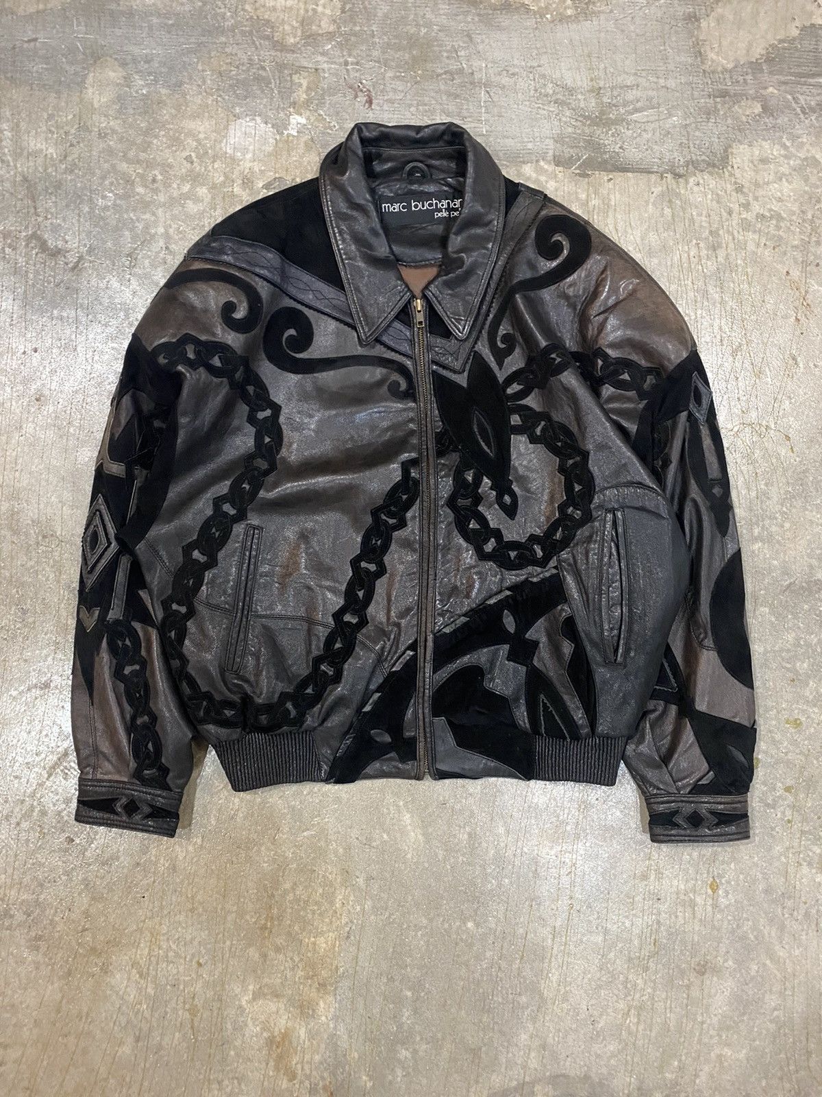Marc Buchanan 90s Pelle Pelle Marc Buchanan chain tribal tattoo leather Size US L / EU 52-54 / 3 - 2 Thumbnail