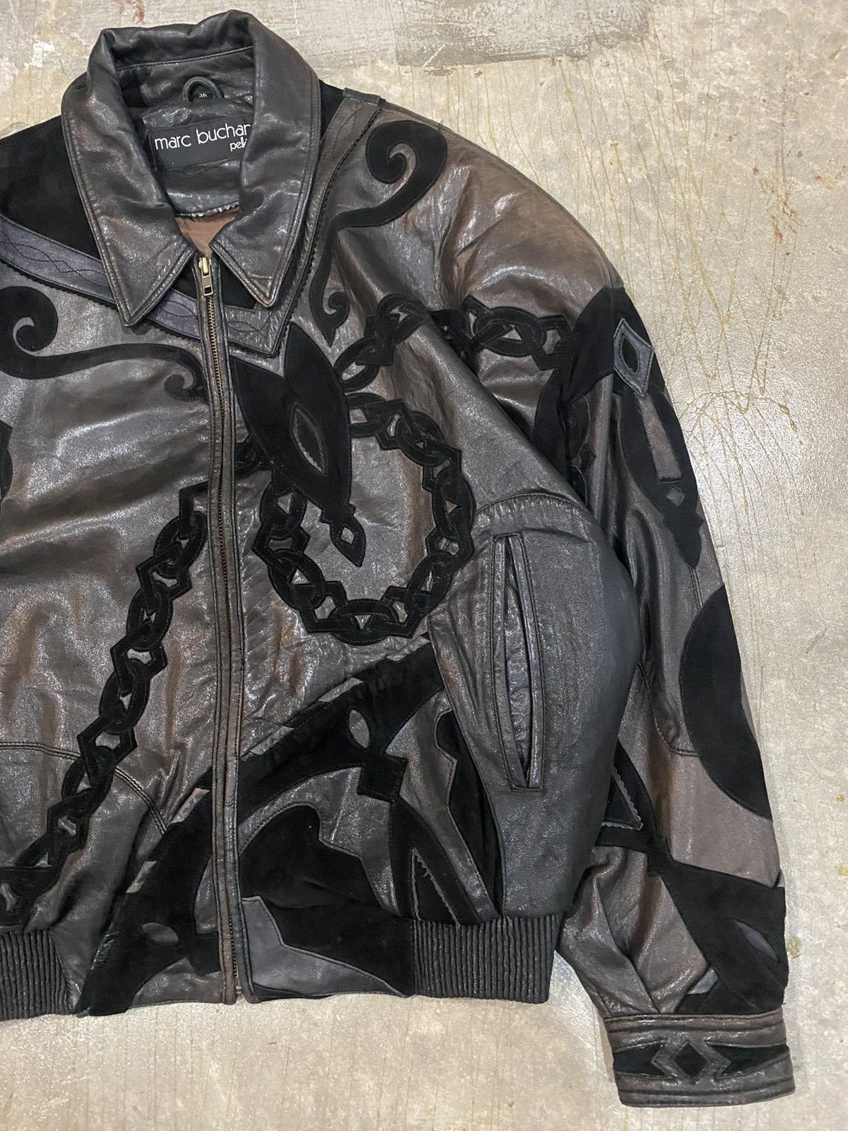 Marc Buchanan 90s Pelle Pelle Marc Buchanan chain tribal tattoo leather Size US L / EU 52-54 / 3 - 4 Thumbnail