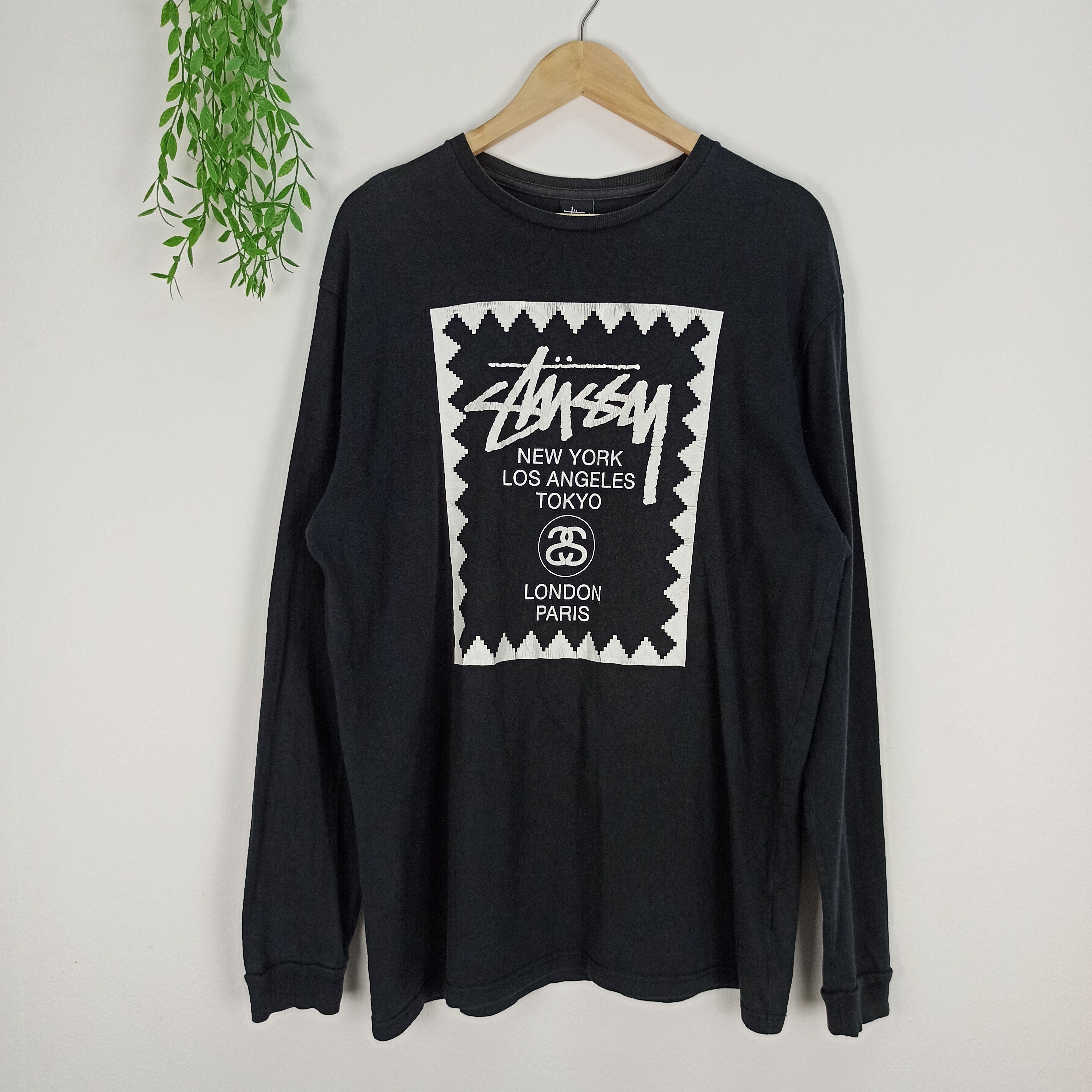 Stussy VINTAGE 90'S STUSSY HENLEY STYLE TOP LONGSLEEVE 🔥RARE