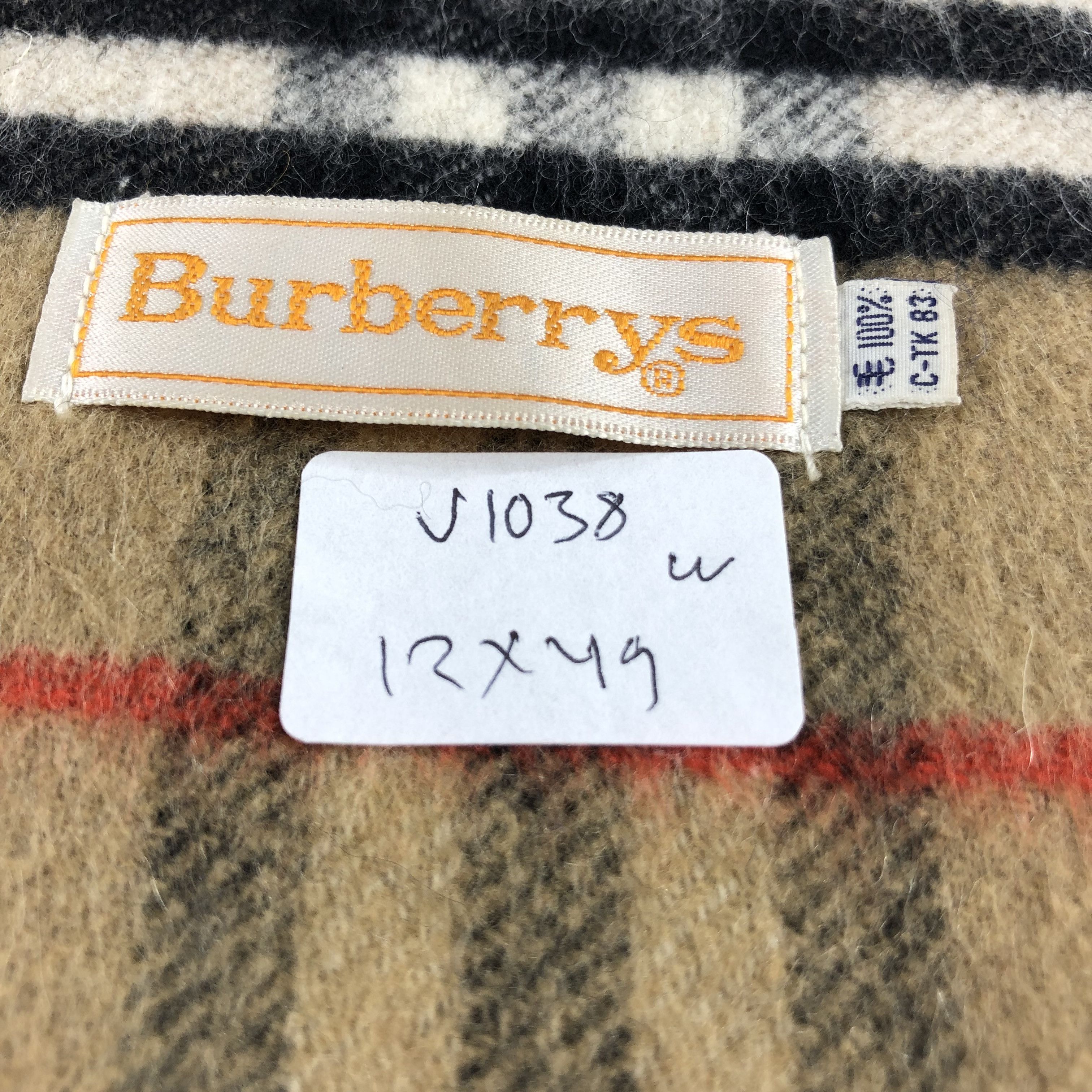 Burberry Burberrys Nova Check Tan Wool Scarf Muffler V1038 Size ONE SIZE - 6 Thumbnail