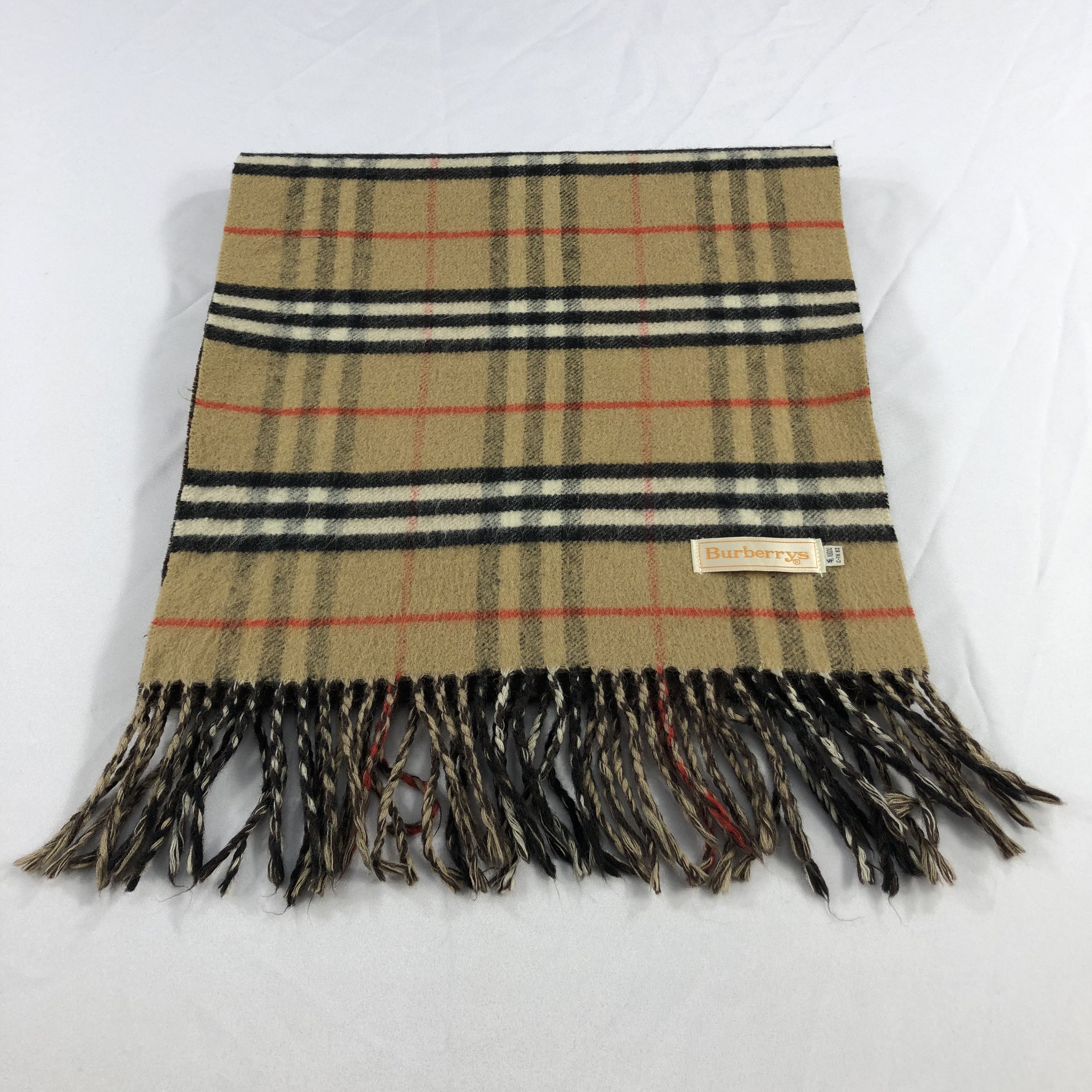 Burberry Burberrys Nova Check Tan Wool Scarf Muffler V1038 Size ONE SIZE - 3 Thumbnail