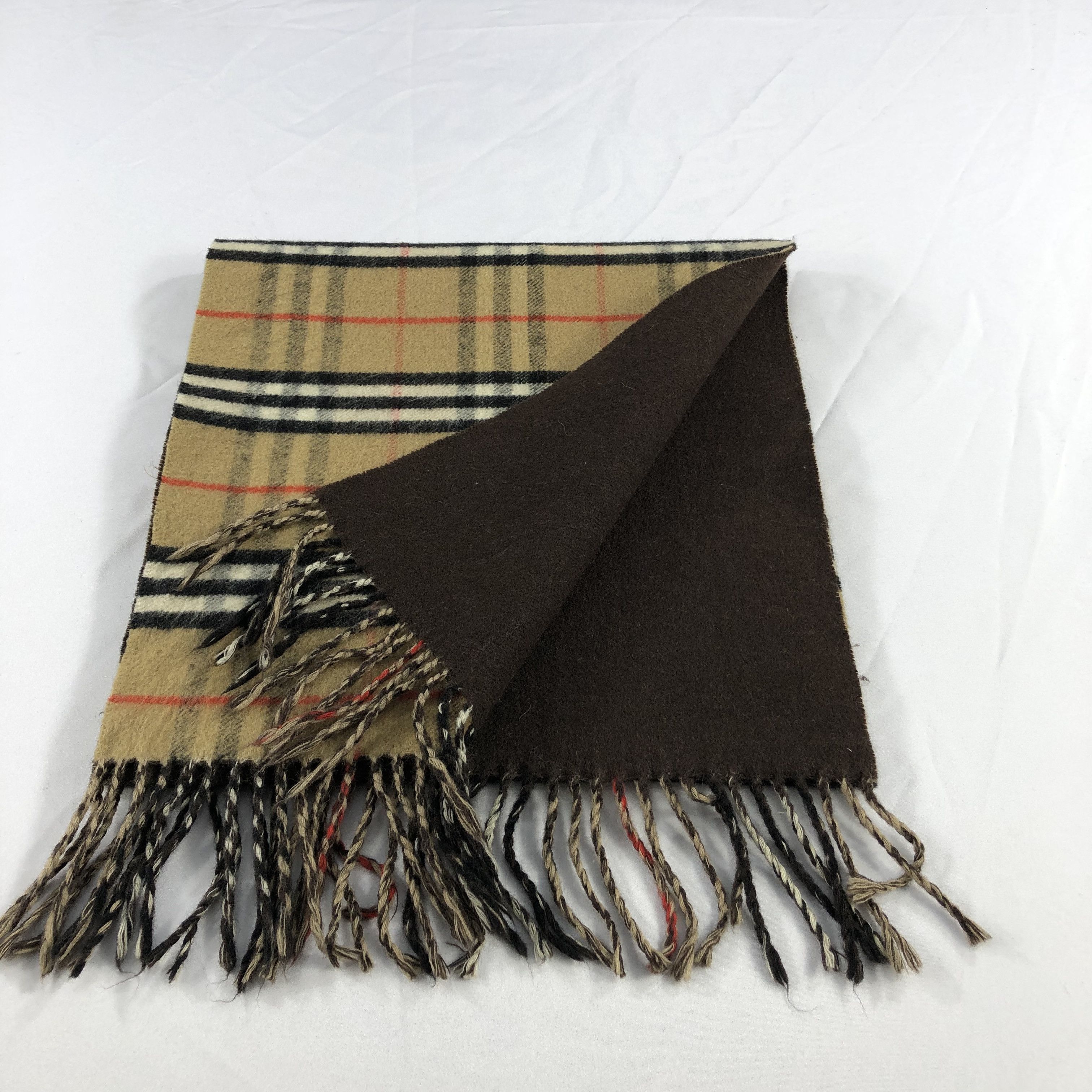 Burberry Burberrys Nova Check Tan Wool Scarf Muffler V1038 Size ONE SIZE - 5 Thumbnail