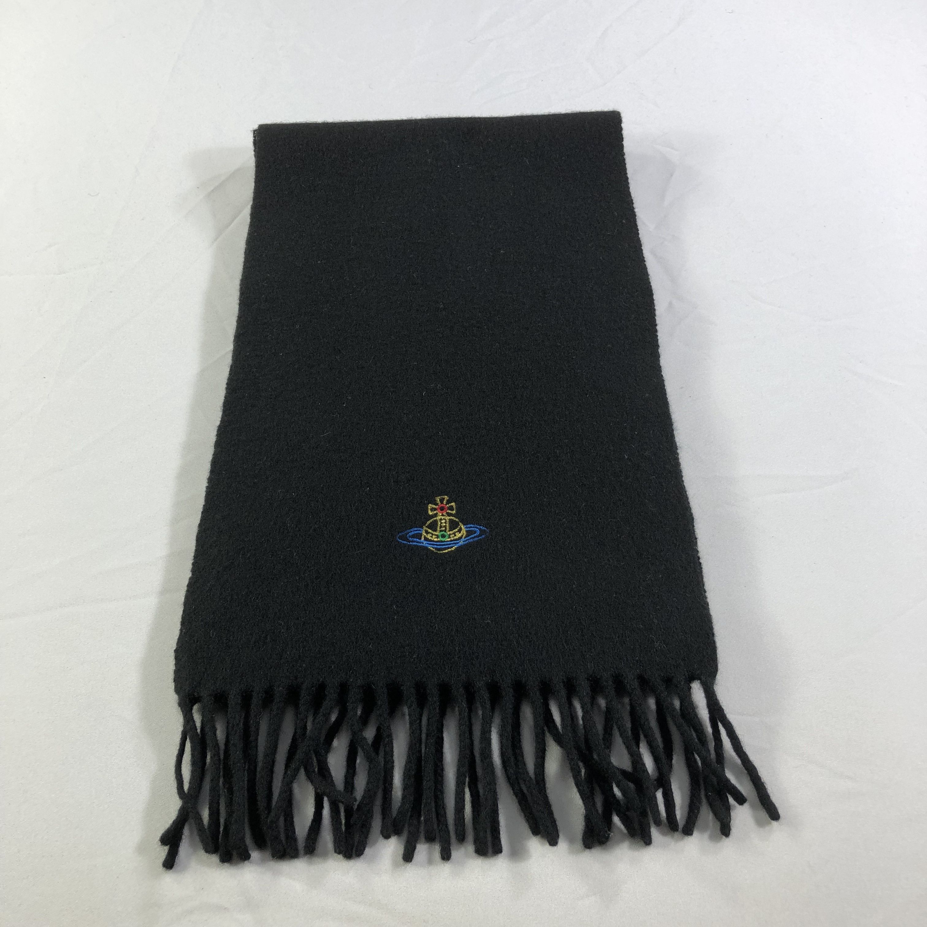 Vivienne Westwood Vivienne Westwood Plain Black Wool Scarf Muffler V1384 Size ONE SIZE - 2 Thumbnail