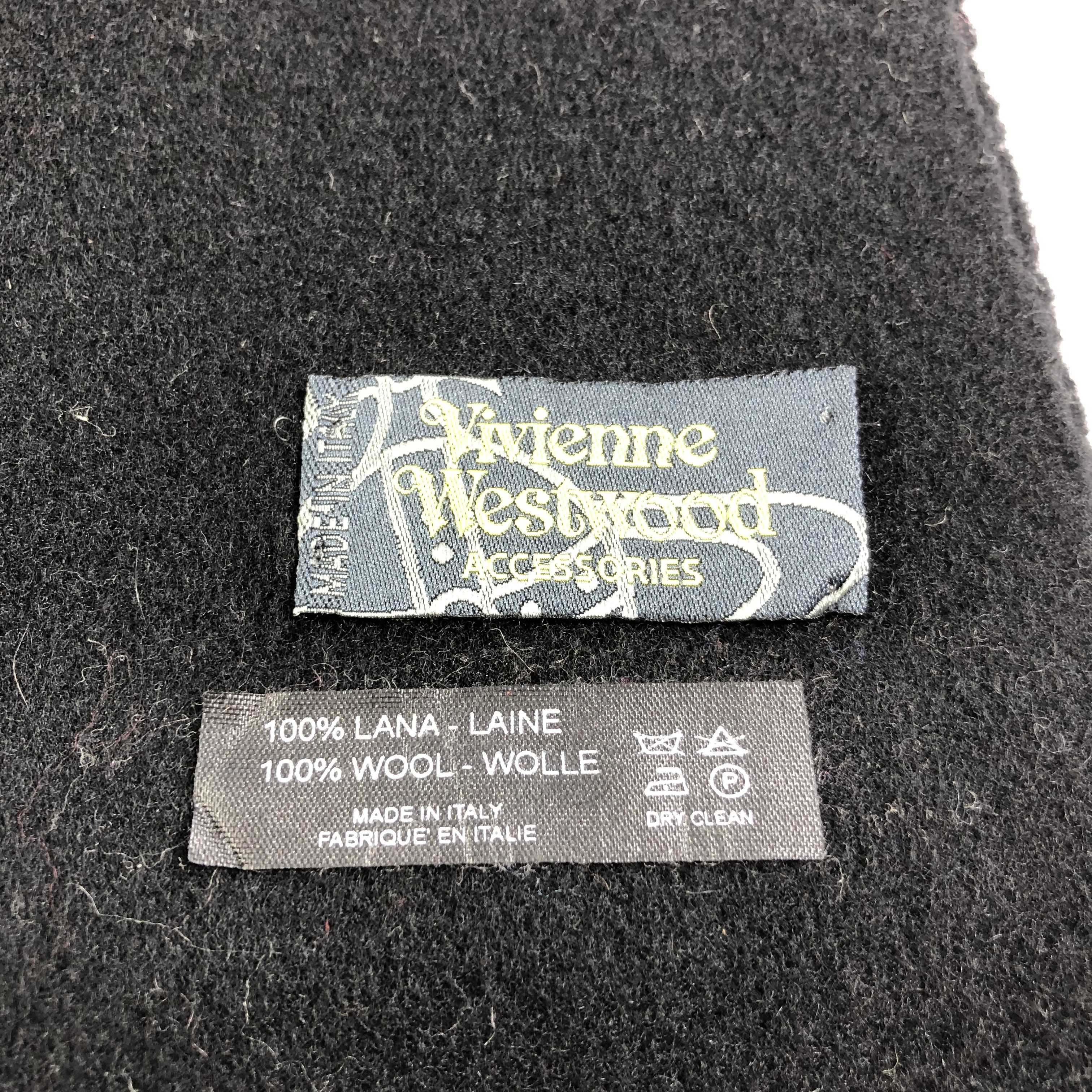 Vivienne Westwood Vivienne Westwood Plain Black Wool Scarf Muffler V1387 Size ONE SIZE - 4 Thumbnail