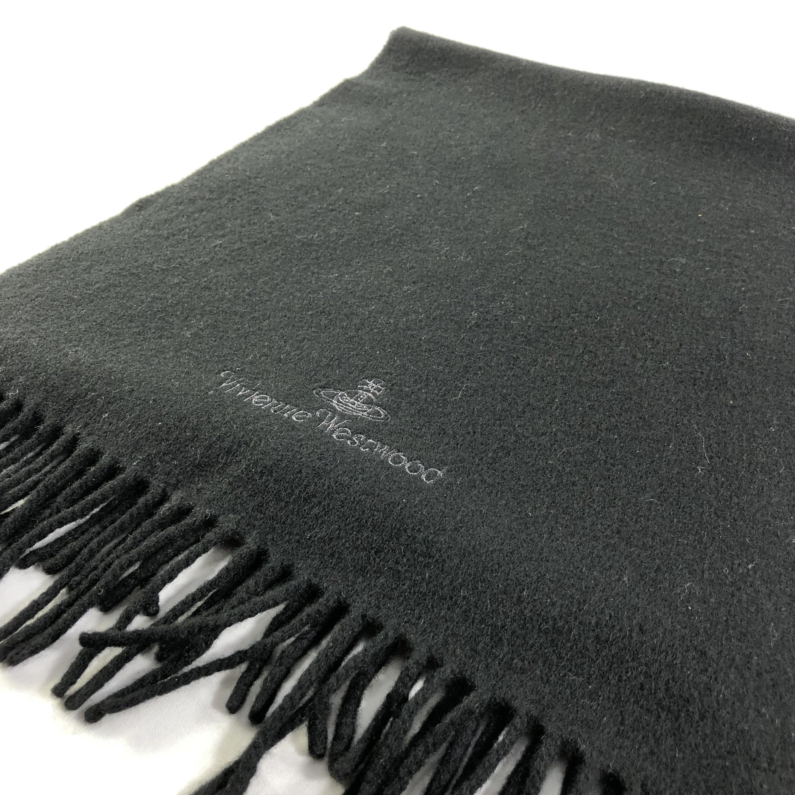Vivienne Westwood Vivienne Westwood Plain Black Wool Scarf Muffler V1387 Size ONE SIZE - 2 Thumbnail