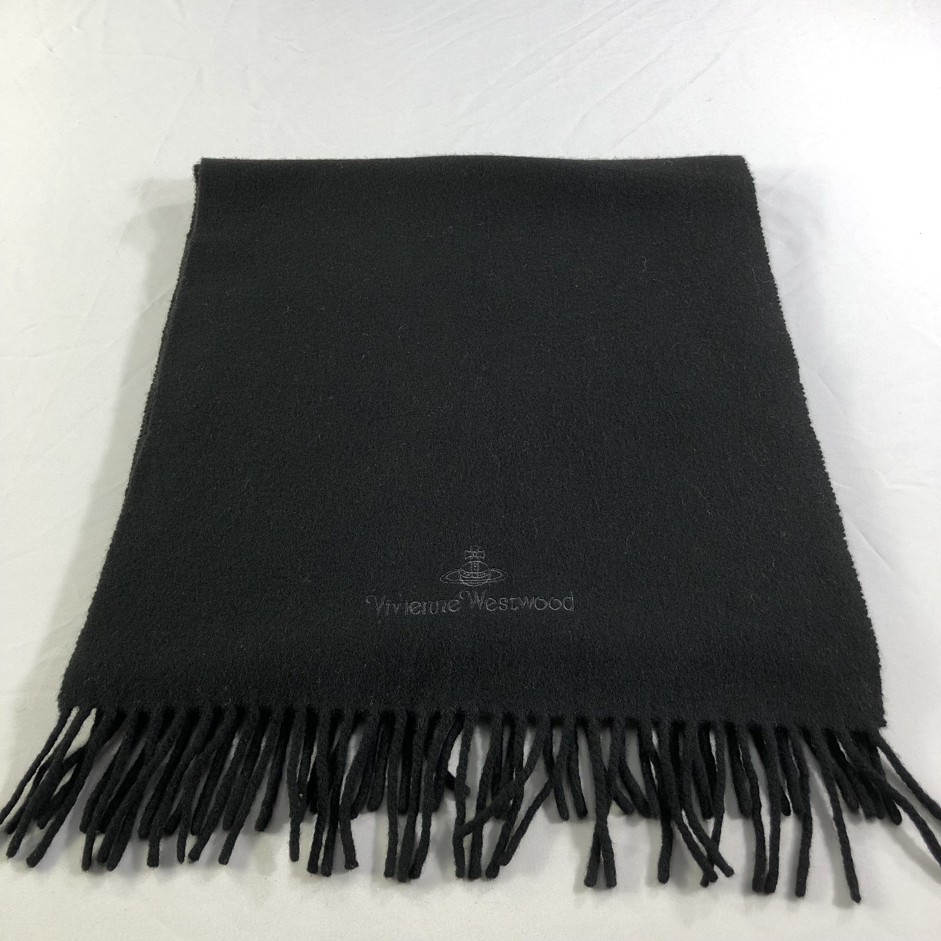Vivienne Westwood Plain Black Wool Scarf Muffler V1387