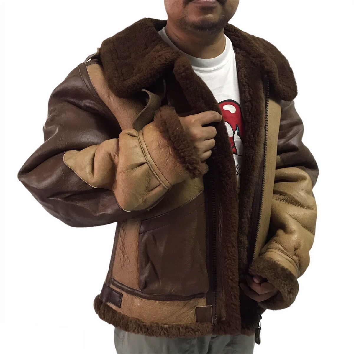 Leather B3 Shearling Leather Jacket Design Like WWII Pearl Harbor Size US XL / EU 56 / 4 - 12 Thumbnail