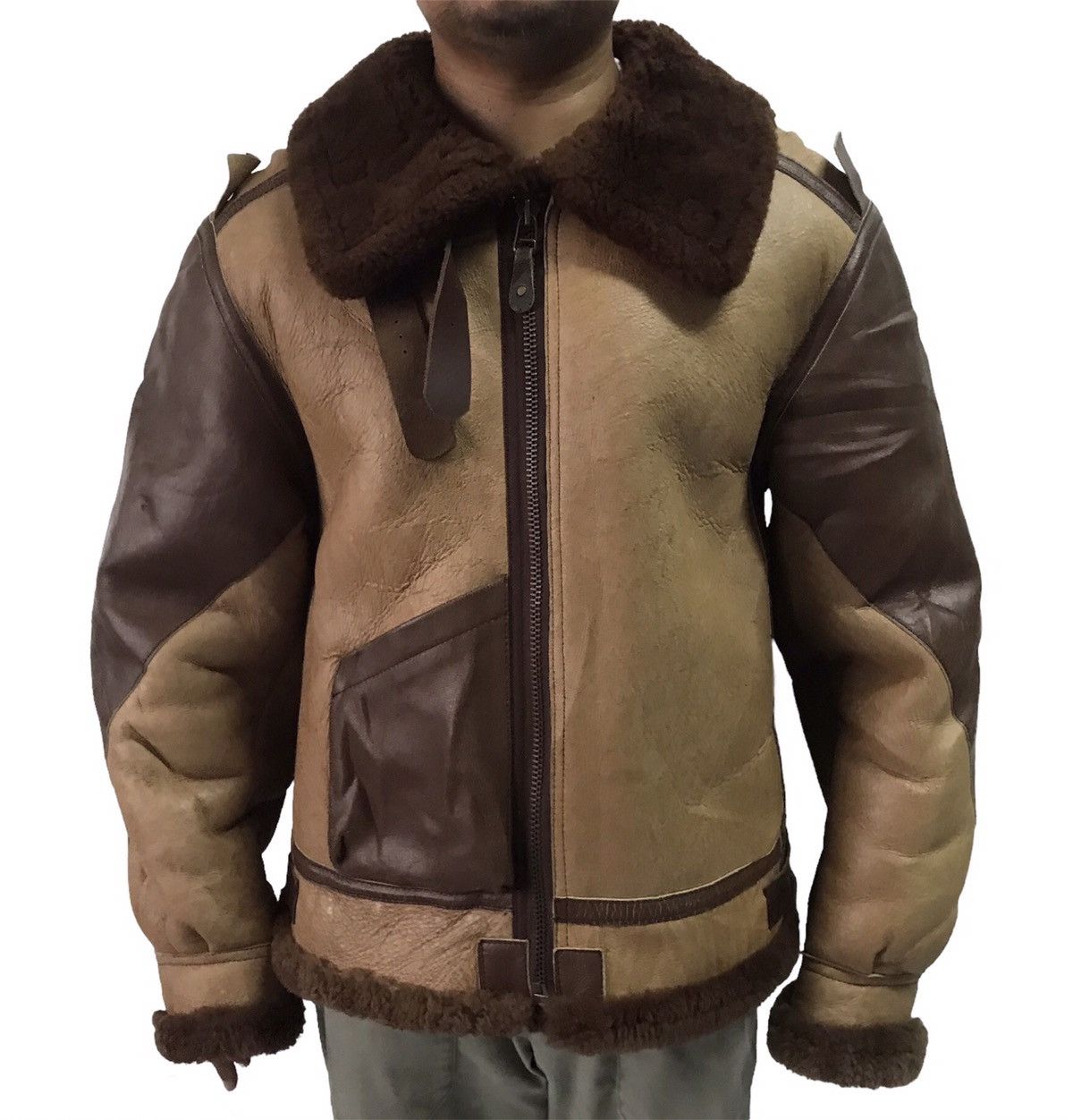Leather B3 Shearling Leather Jacket Design Like WWII Pearl Harbor Size US XL / EU 56 / 4 - 1 Thumbnail