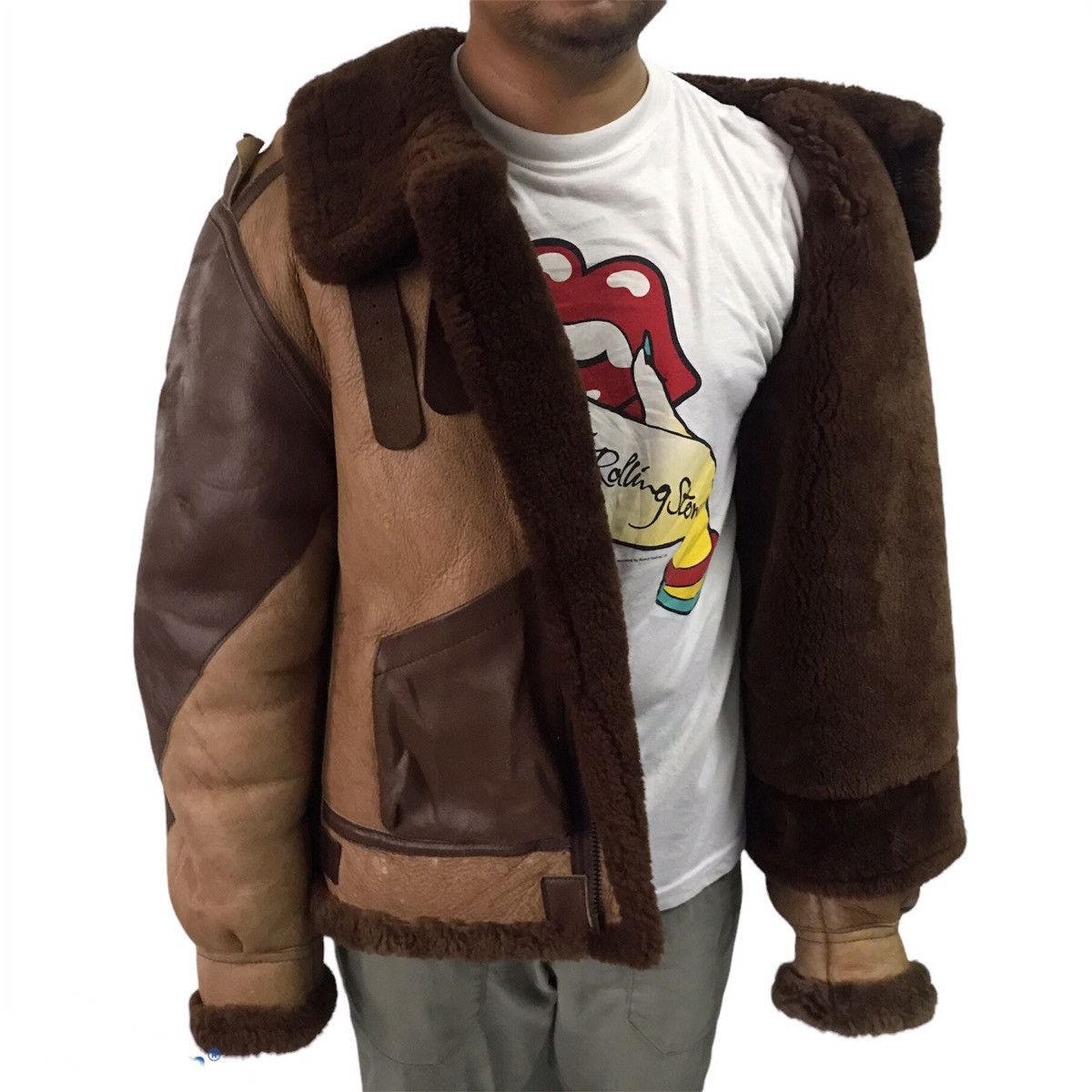 Leather B3 Shearling Leather Jacket Design Like WWII Pearl Harbor Size US XL / EU 56 / 4 - 13 Thumbnail