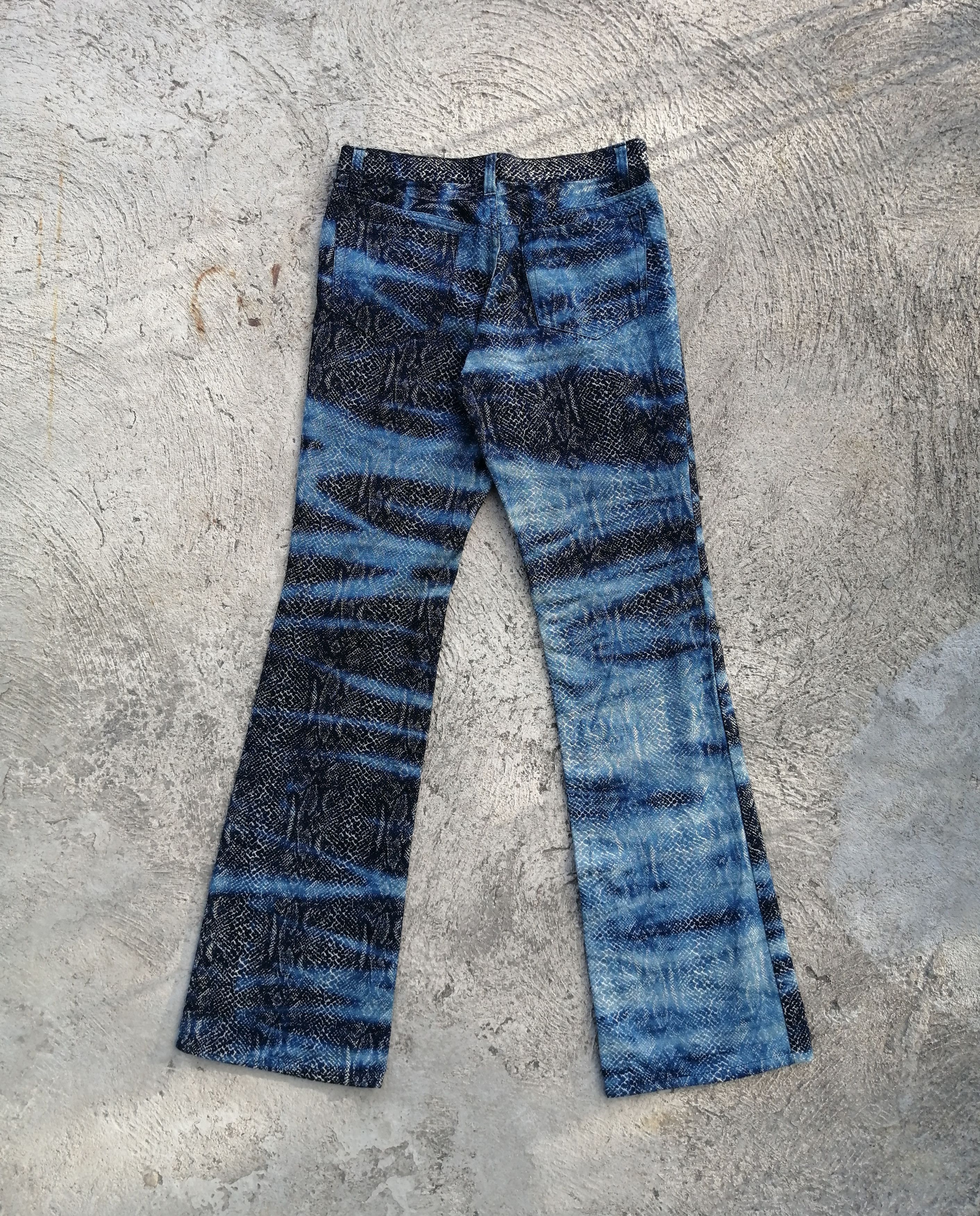 5351 POUR LES HOMMES Rare Snake Skin Pattern Flare Pants Size US 29 - 2 Thumbnail