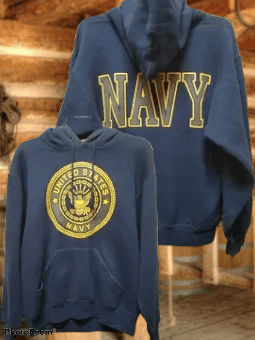 VINTAGE US NAVY HOODIE BIG LOGO