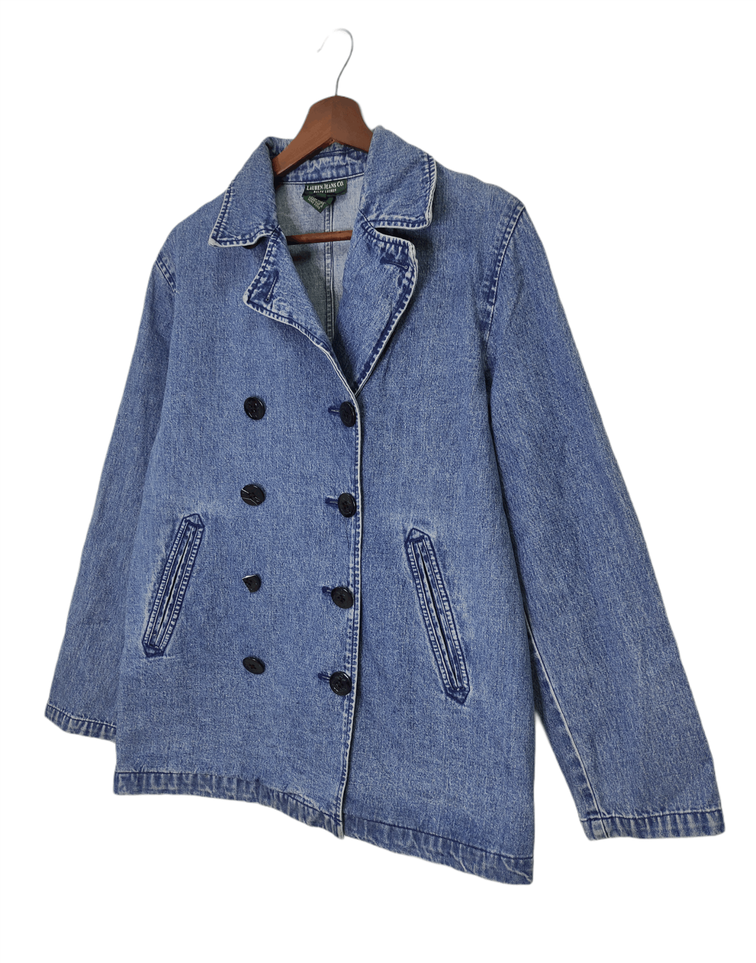 Lauren Ralph Lauren × Polo Ralph Lauren × Vintage vintage Ralph Lauren Double Breasted Denim Peacoat Size US S / EU 44-46 / 1 - 3 Thumbnail
