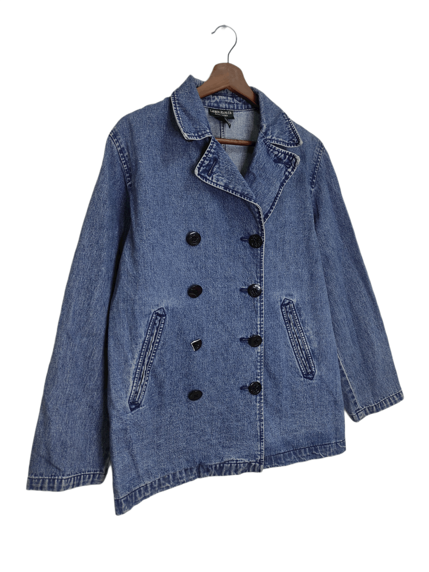 Lauren Ralph Lauren × Polo Ralph Lauren × Vintage vintage Ralph Lauren Double Breasted Denim Peacoat Size US S / EU 44-46 / 1 - 2 Thumbnail
