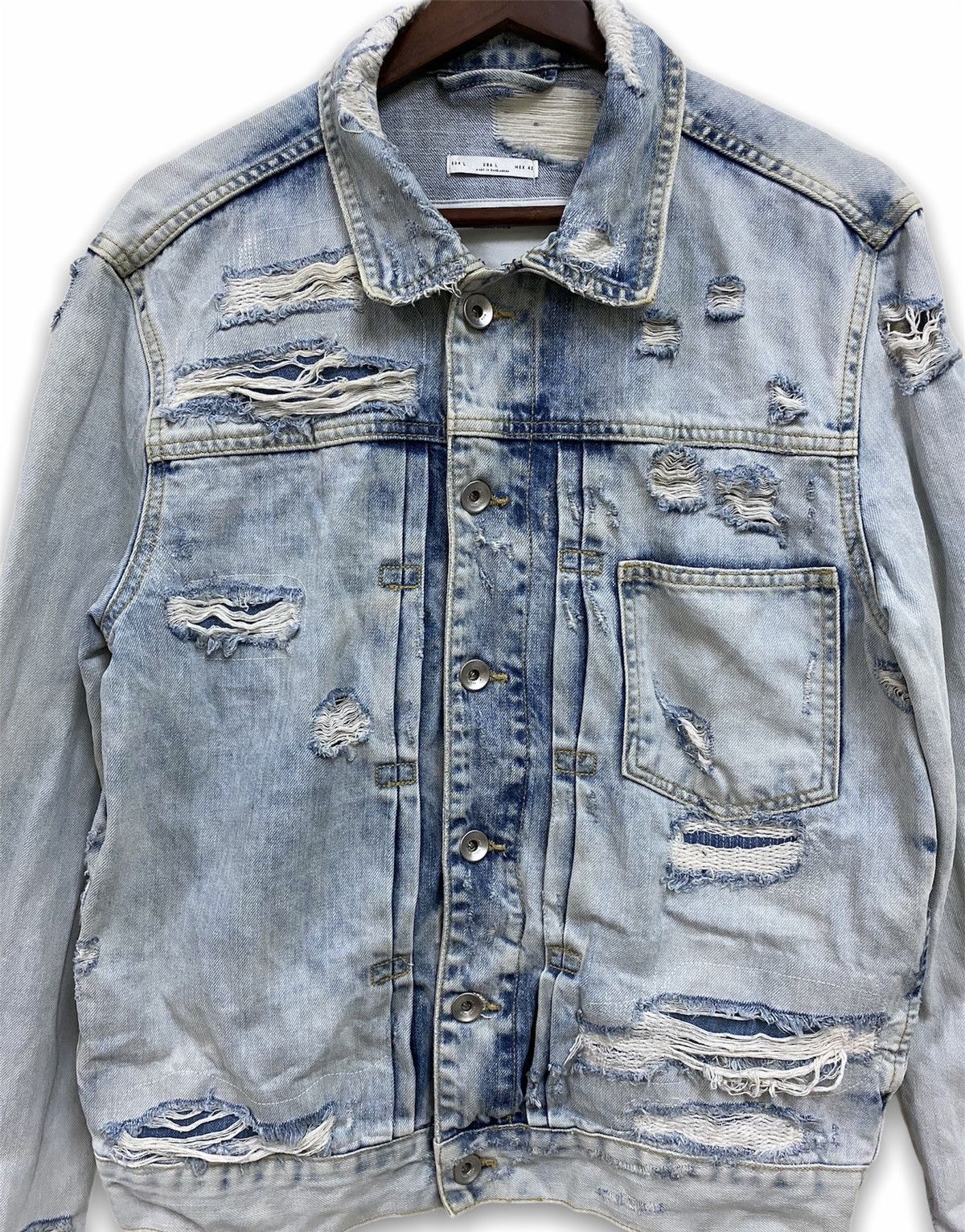 Zara Zara Distressed Denim Jacket Vintage Style RARE Design Size US L / EU 52-54 / 3 - 3 Thumbnail