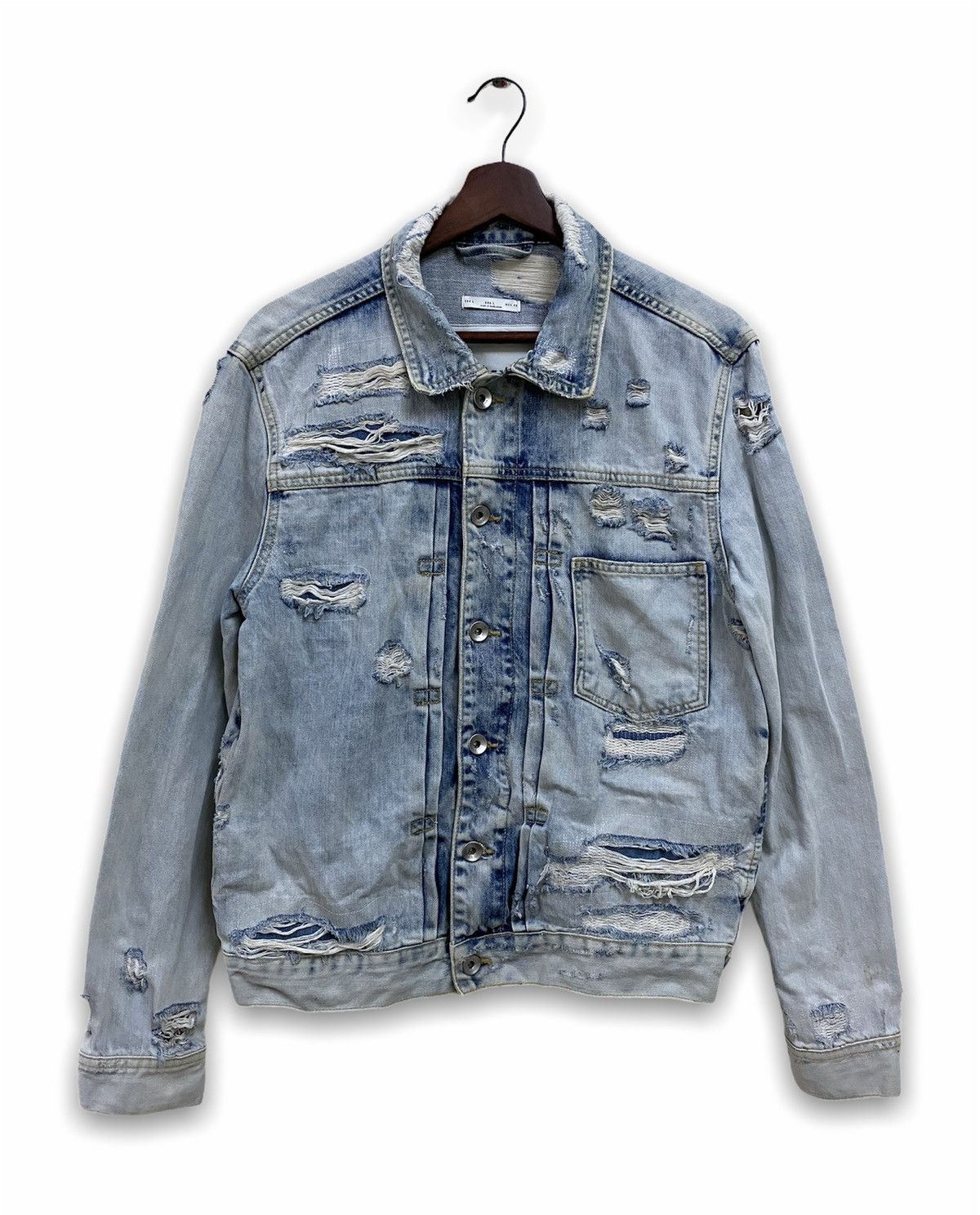 Zara Distressed Denim Jacket Vintage Style RARE Design