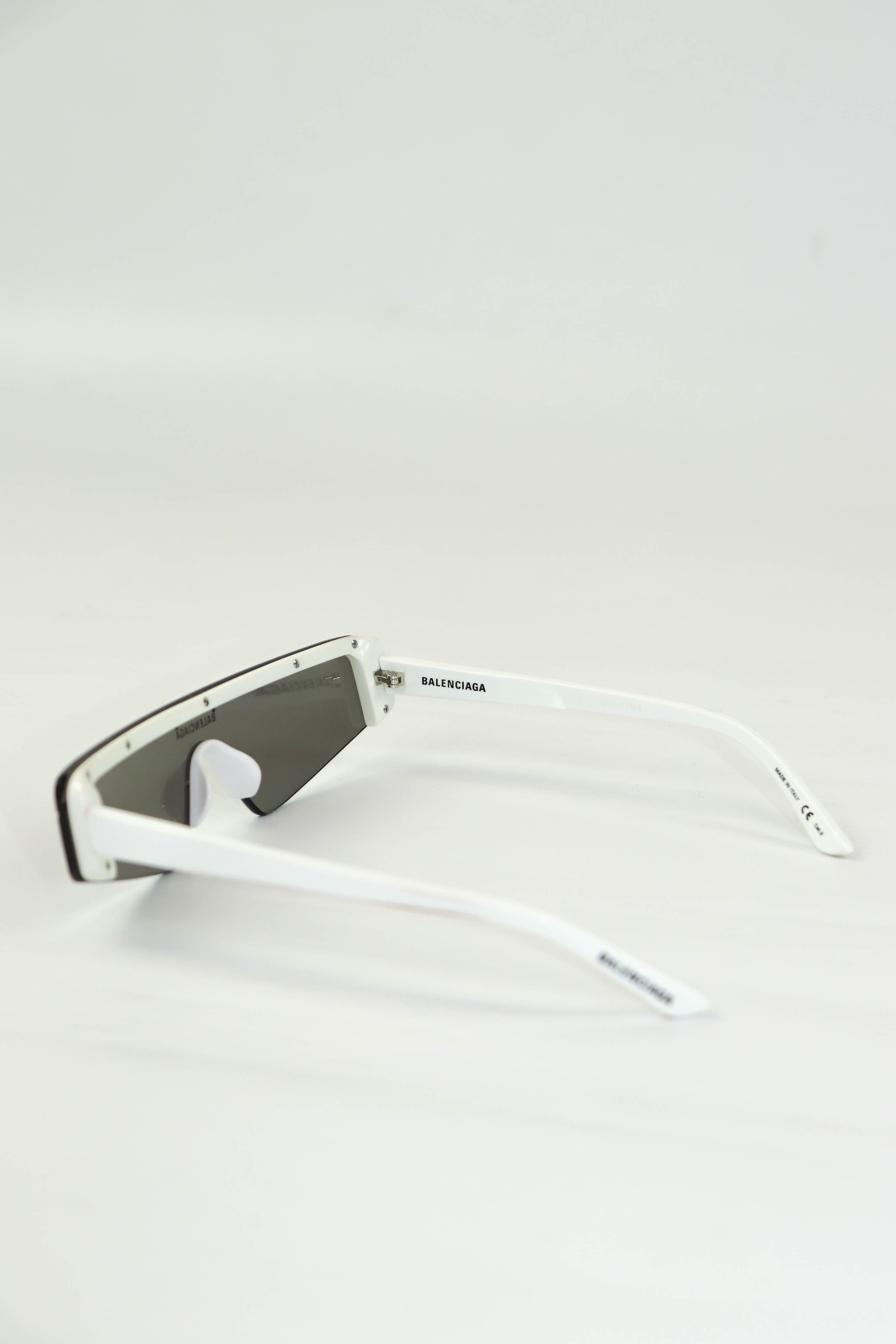 Balenciaga Balenciaga Ski Rectangle Frame Sunglasses White Plastic Size ONE SIZE - 11 Thumbnail