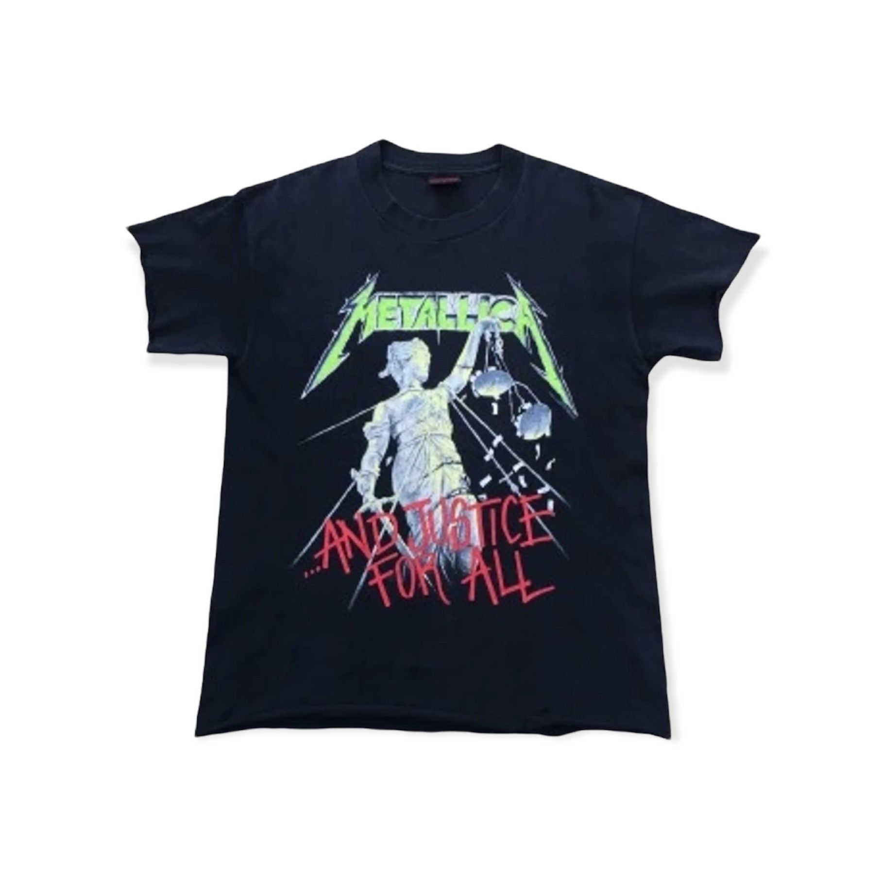 image of Guns N Roses x Iron Maiden Vintage Metallica And Justice For All Rock Band Tshirt in Black (Size La