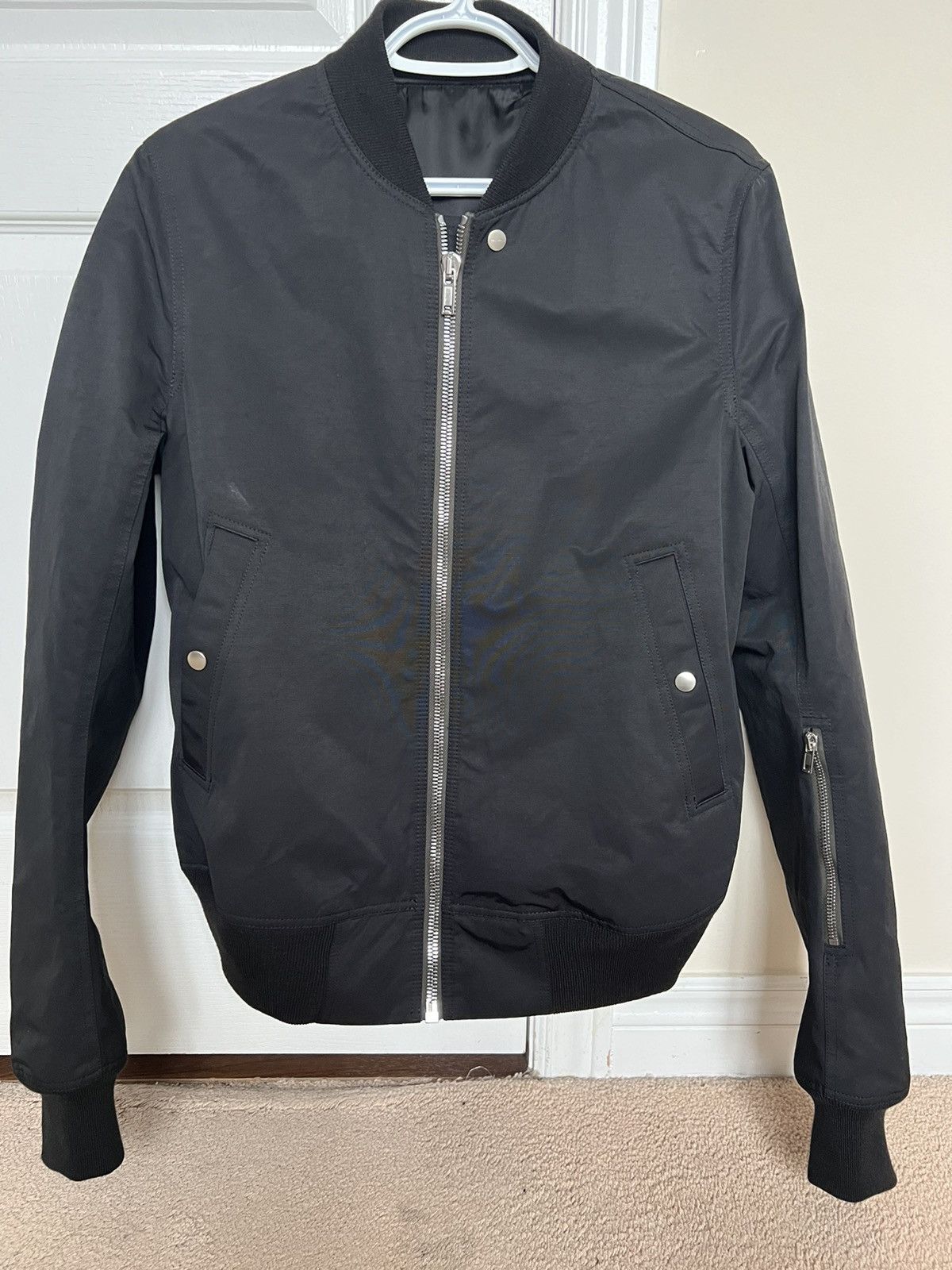 image of Rick Owens Cropped Flight Jacket It50 in Black, Men's (Size Large)