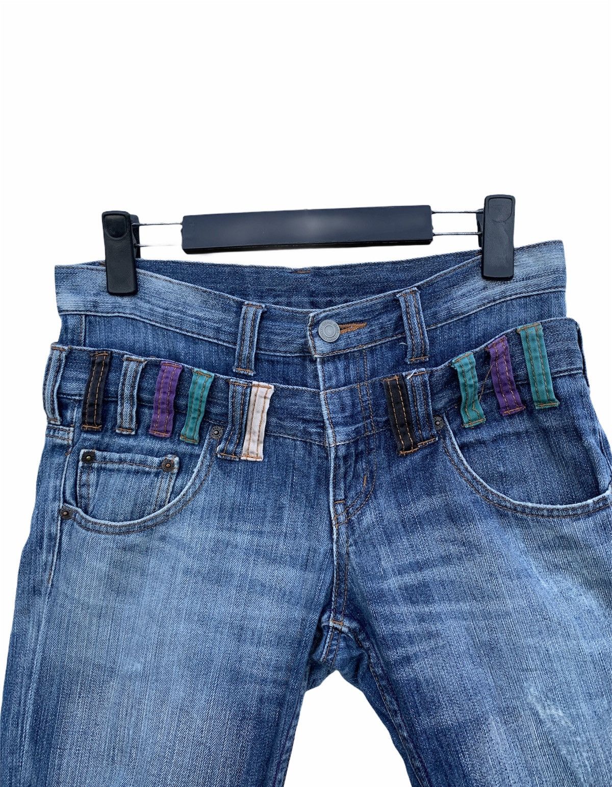 Japanese Brand Japanese Brand Double Waist Jeans Distressed Denim Size US 31 - 5 Thumbnail