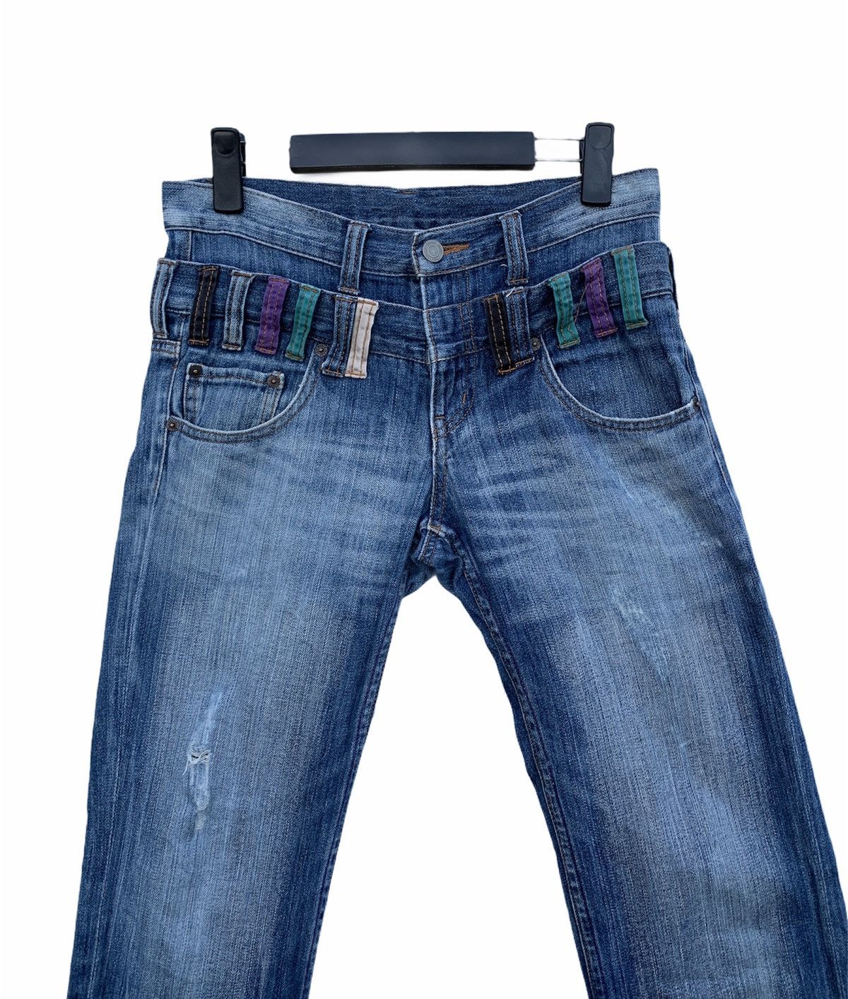 Japanese Brand Japanese Brand Double Waist Jeans Distressed Denim Size US 31 - 3 Thumbnail
