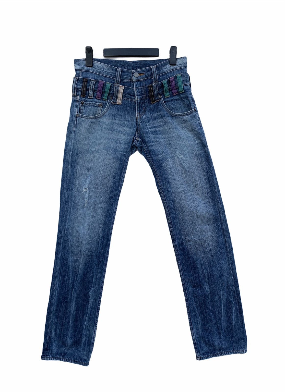 Japanese Brand Japanese Brand Double Waist Jeans Distressed Denim Size US 31 - 1 Thumbnail