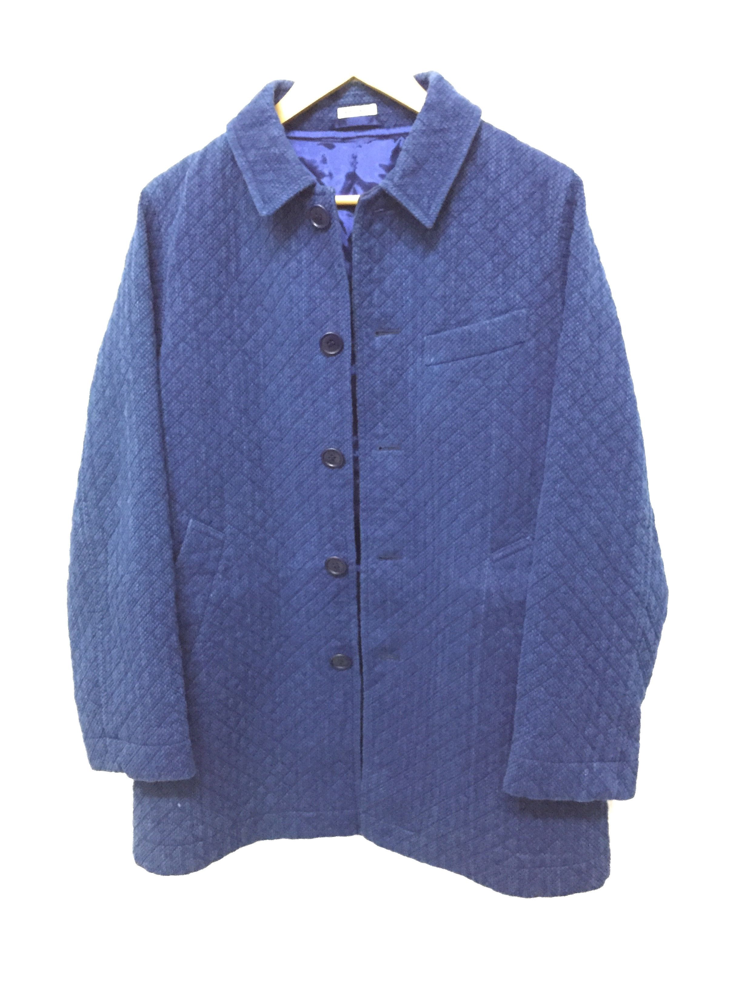 image of Blue Blue Japan x Indigo Pure Indigo Denim Quilted Long Jacket Kapital in Blue, Men's (Size Medium)