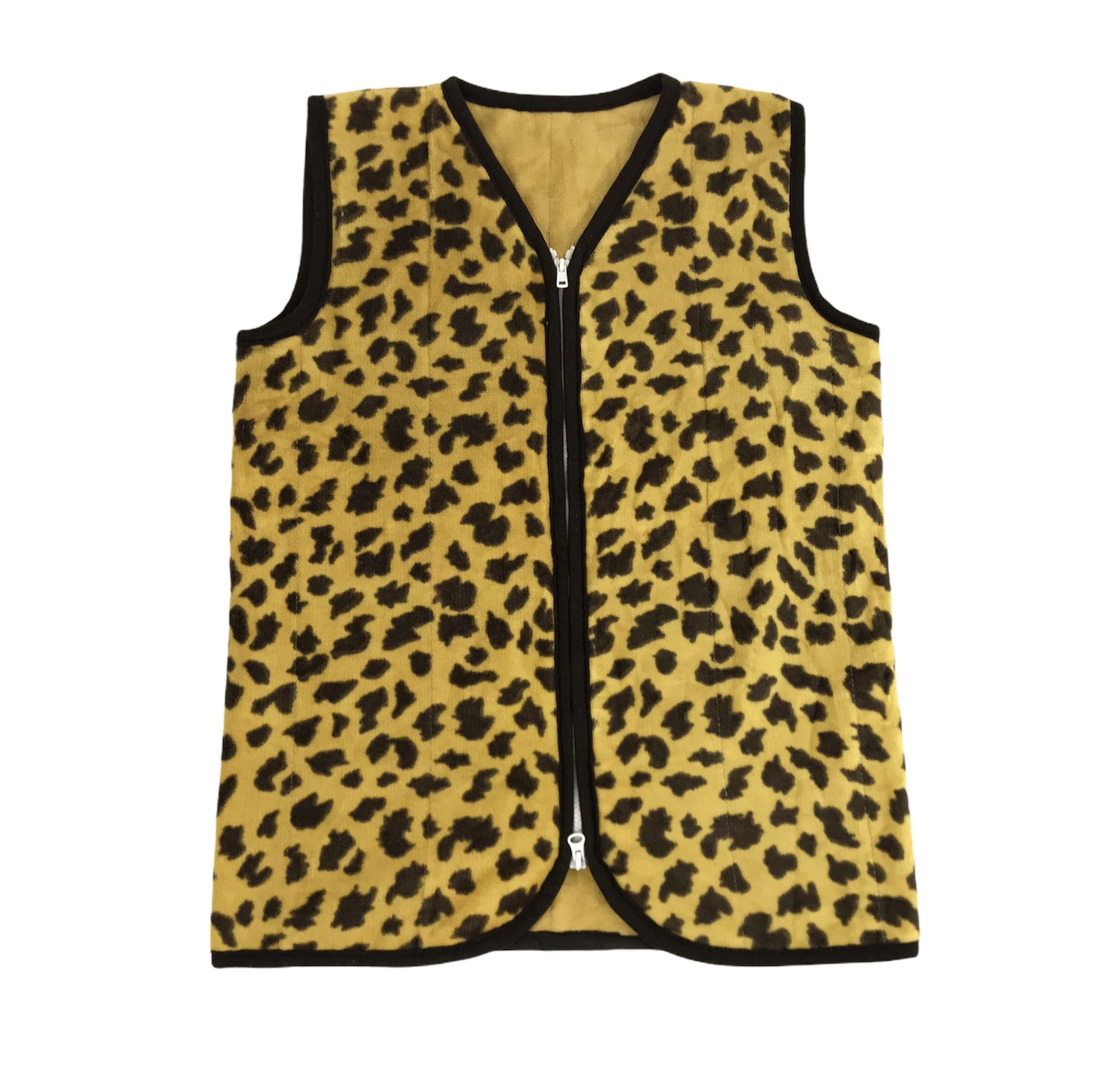 Japanese Brand Leopard Skin Printed Fleece Sherpa Vest Jacket Size US M / EU 48-50 / 2 - 1 Thumbnail