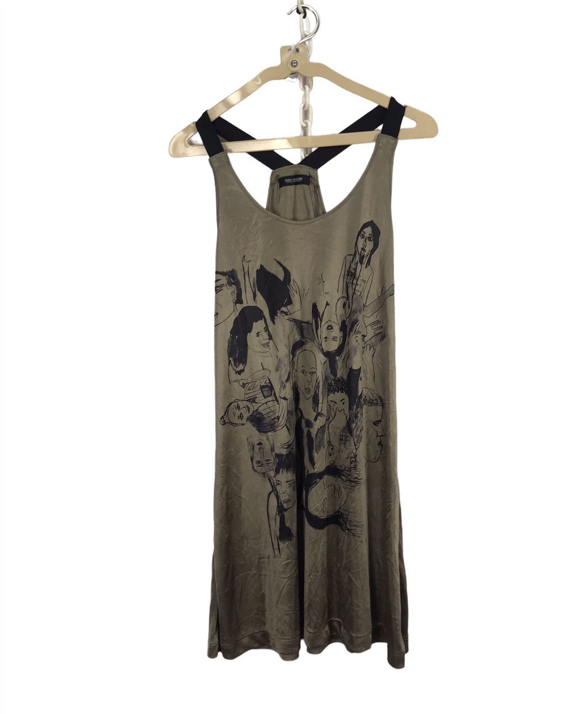 Guell mustard tanktop dress art printed