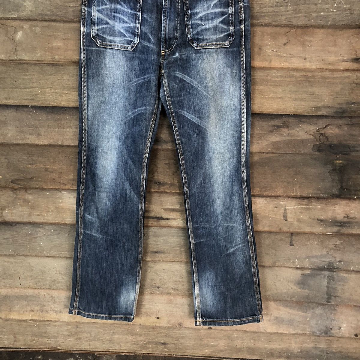 Japanese Brand Audience II Blue Distressed Denim Pants #112B Size US 29 - 3 Thumbnail
