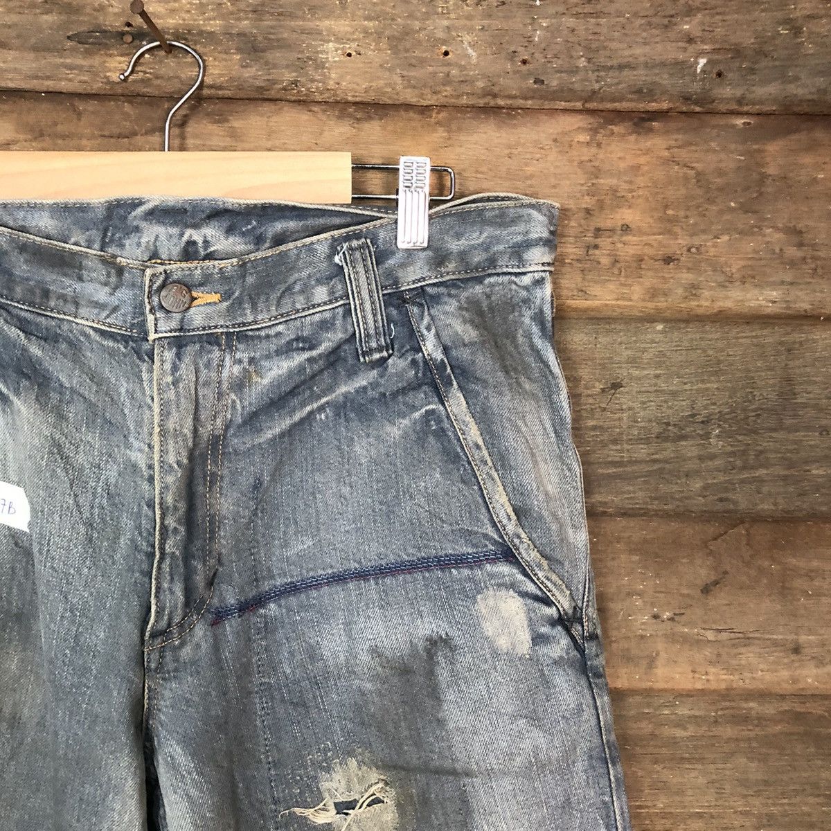 Big John Big John Blue Distressed Denim Pants #117B Size US 33 - 5 Thumbnail