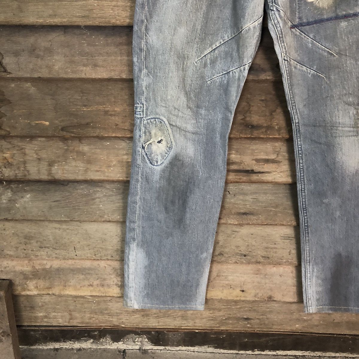Big John Big John Blue Distressed Denim Pants #117B Size US 33 - 6 Thumbnail