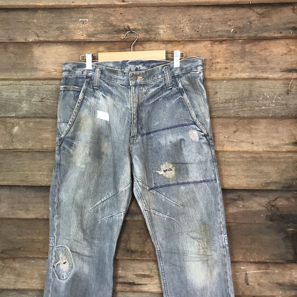 Big John Big John Blue Distressed Denim Pants #117B Size US 33 - 2 Thumbnail