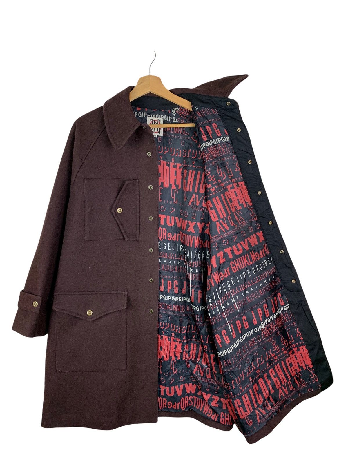 image of Avant Garde Jean Paul Gaultier Wool Blend Mark Jacket in Dark Red, Men's (Size 2XS)