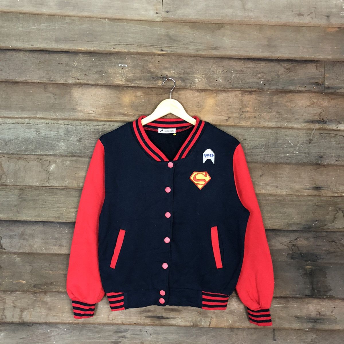 Japanese Brand Milk Baby Red Varsity Jacket #5592 Size M / US 6-8 / IT 42-44 - 1 Thumbnail