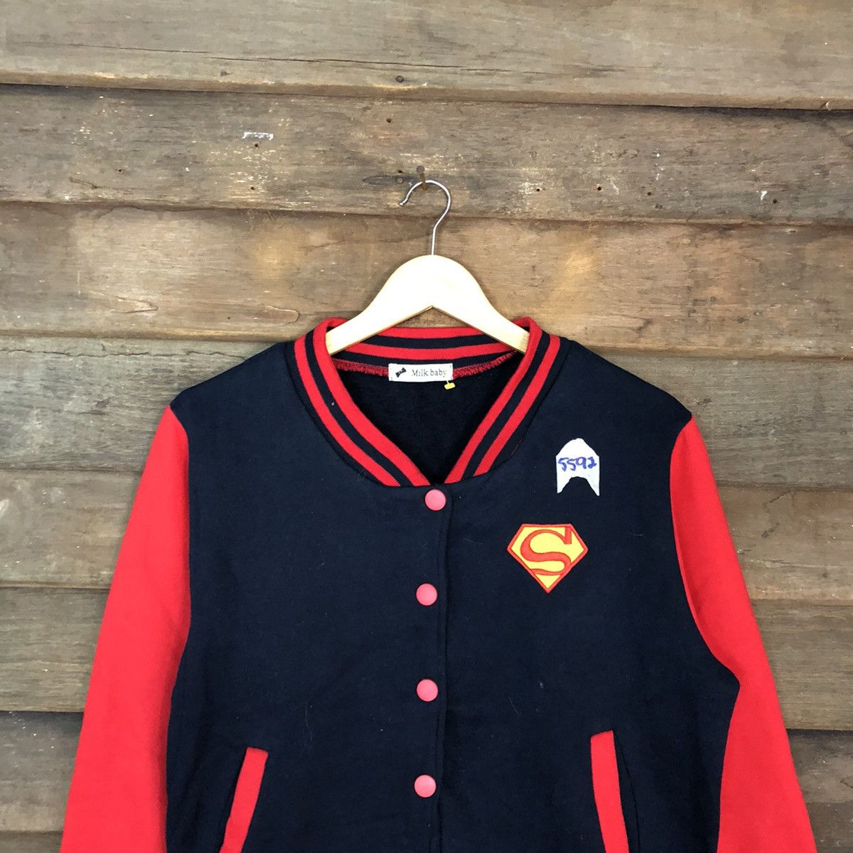 Japanese Brand Milk Baby Red Varsity Jacket #5592 Size M / US 6-8 / IT 42-44 - 9 Thumbnail
