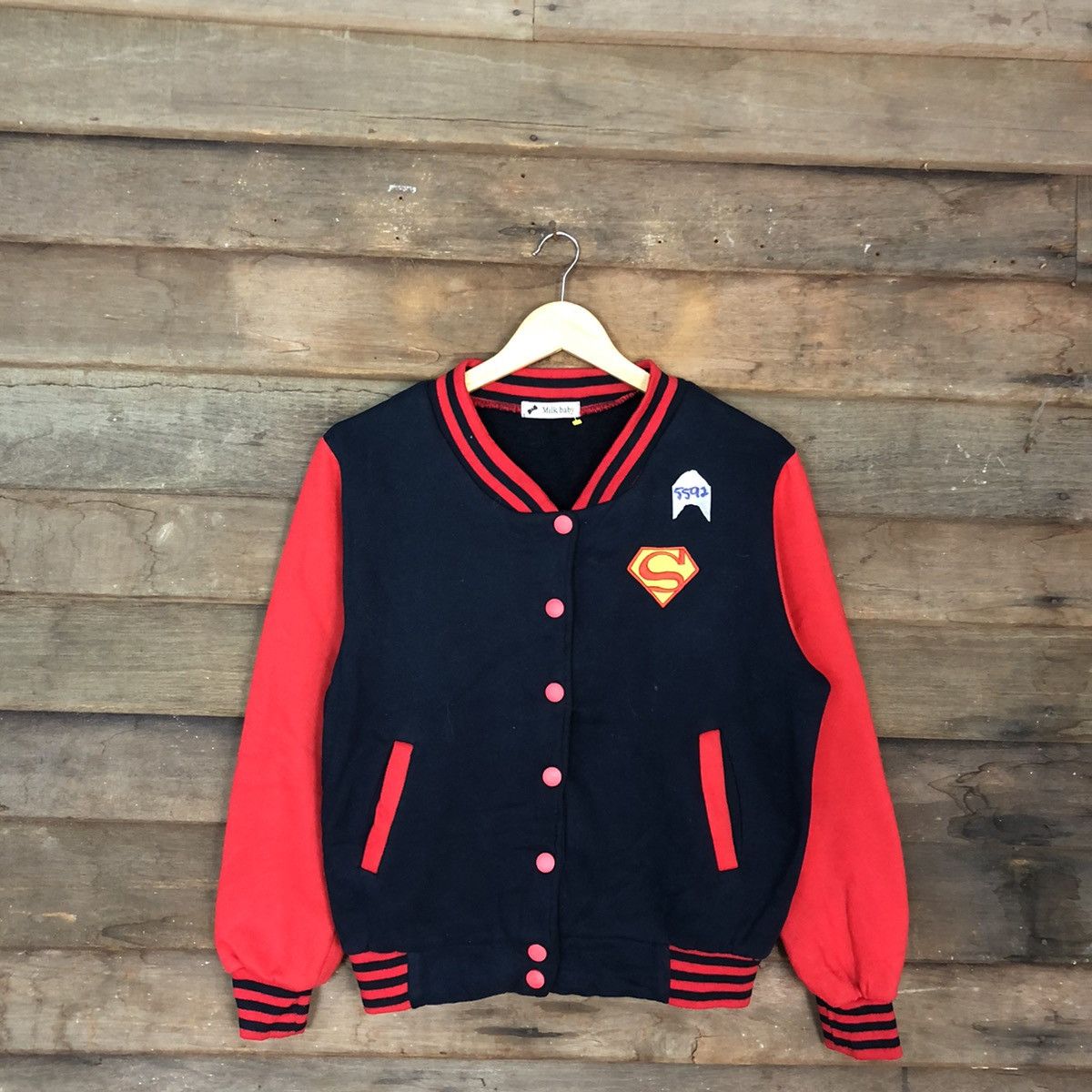Japanese Brand Milk Baby Red Varsity Jacket #5592 Size M / US 6-8 / IT 42-44 - 3 Thumbnail