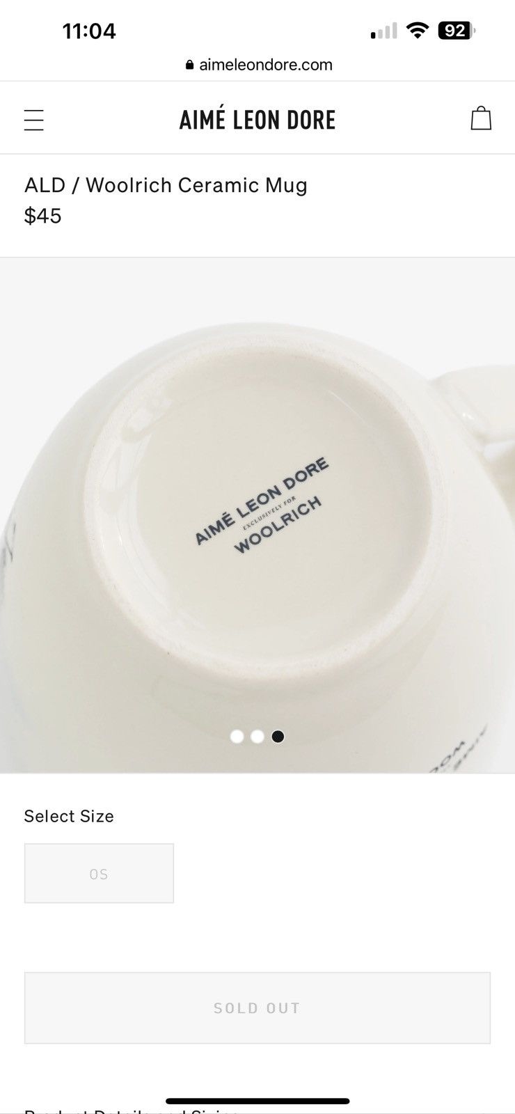 Aime Leon Dore ALD / Woolrich Ceramic Mug Size ONE SIZE - 4 Thumbnail