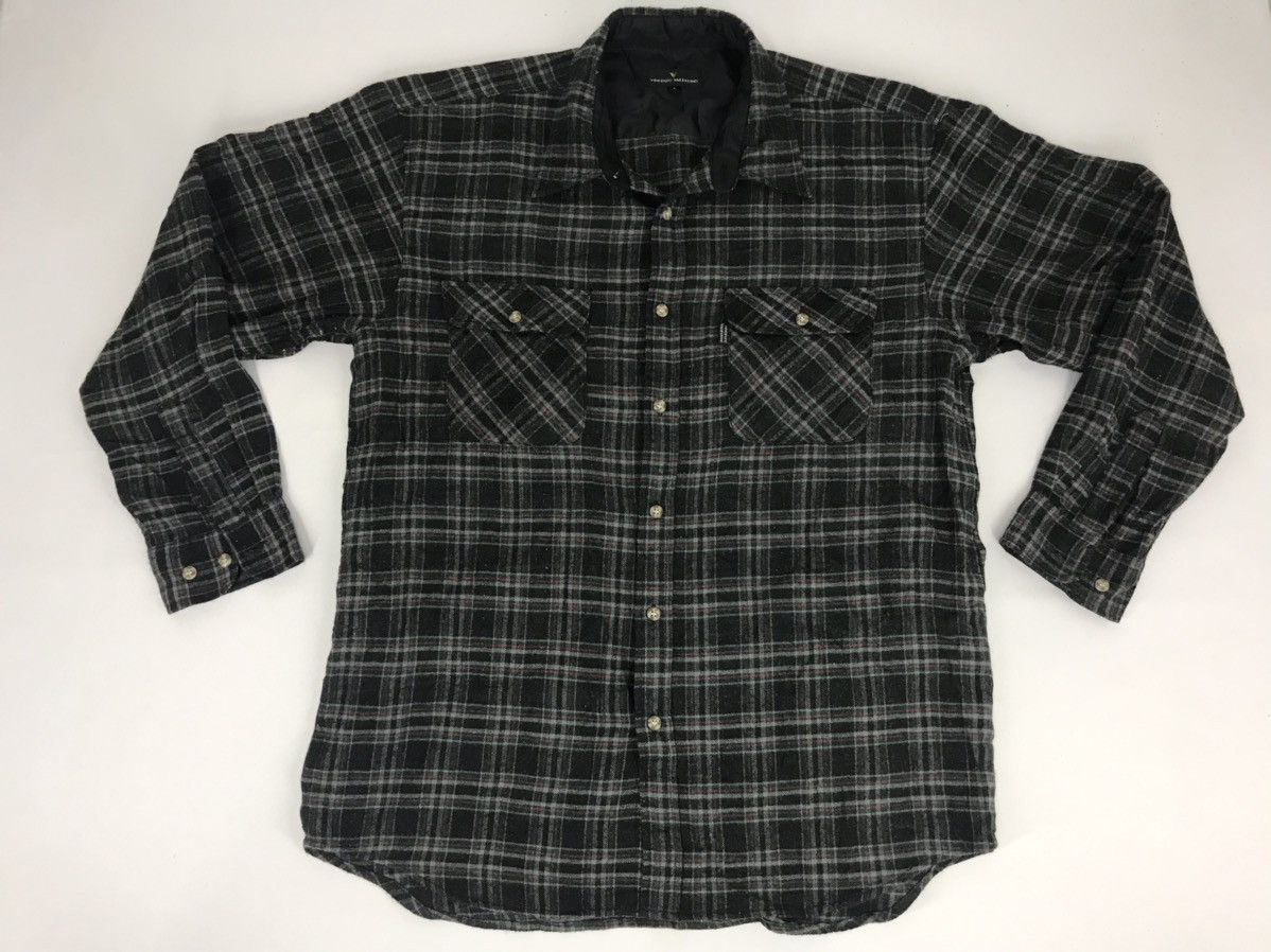 Flannel Vintage Vincenzo Valentino Plaid Checked Wear Double Pocket Size US L / EU 52-54 / 3 - 1 Thumbnail