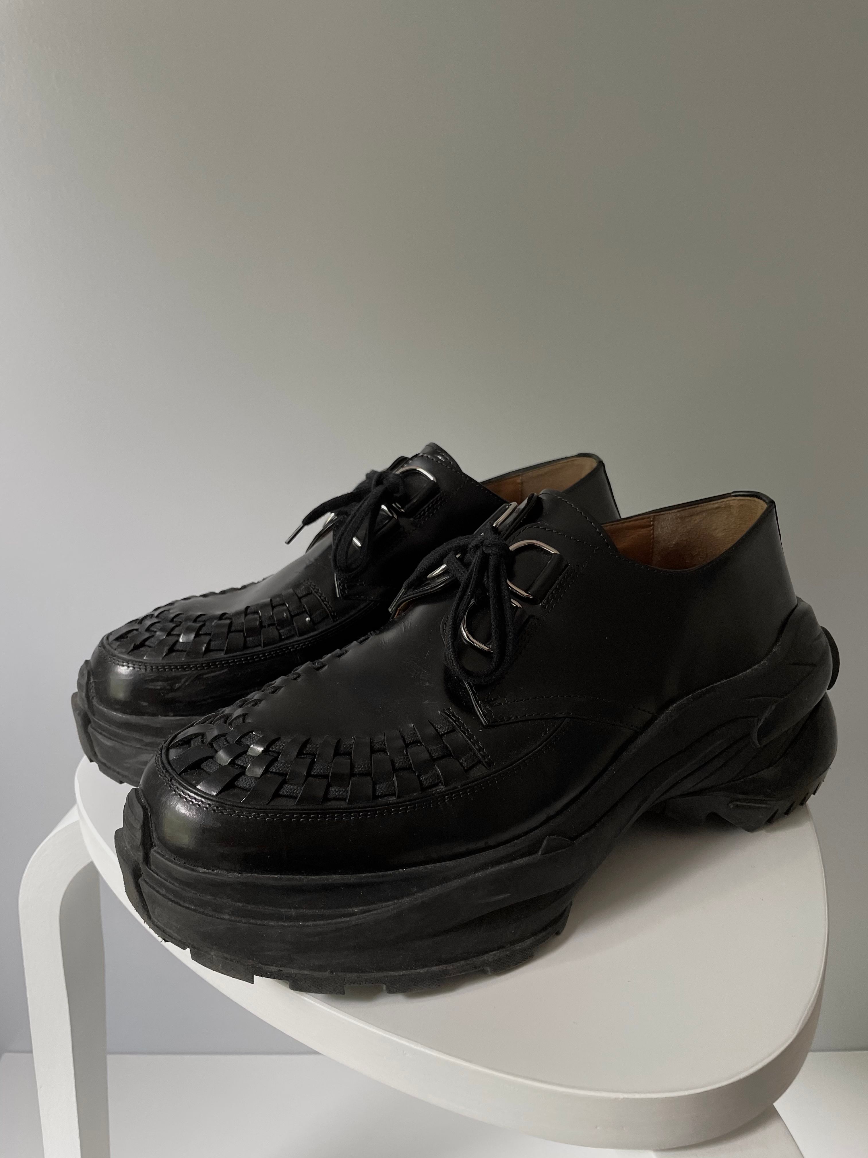 Pre-owned Maison Margiela Leather Hybrid Derby Shoes In Black